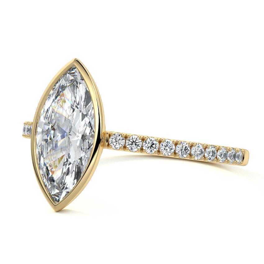2.50 Carats Lab Grown Diamond Marquise Shape E-VS1 Bezel Pave Engagement Ring