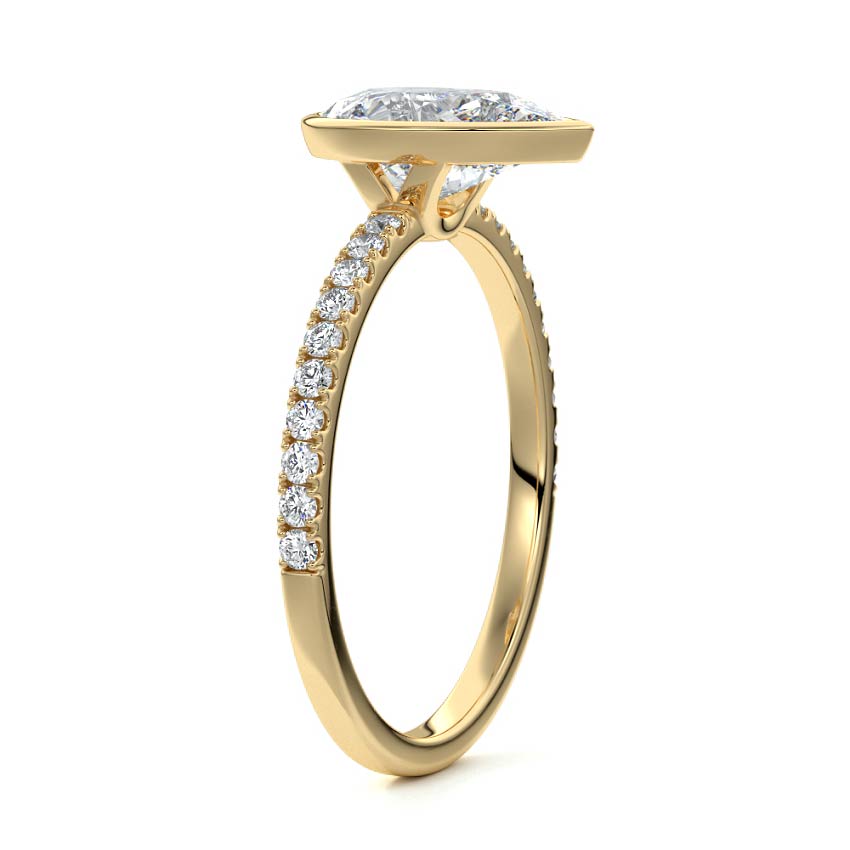 3.0 Carats Lab Grown Diamond Pear Shape E-VS1 Bezel & Pave Engagement Ring