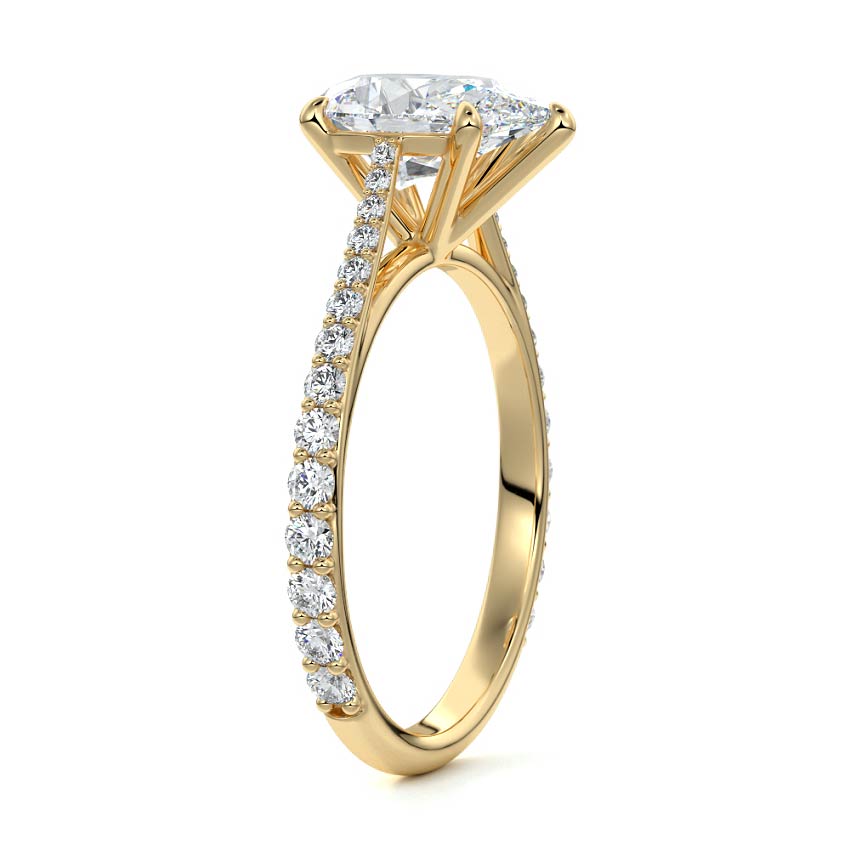 2.50 Carats Lab Grown Diamond Pear Shape E-VS1 Pave Setting Engagement Ring