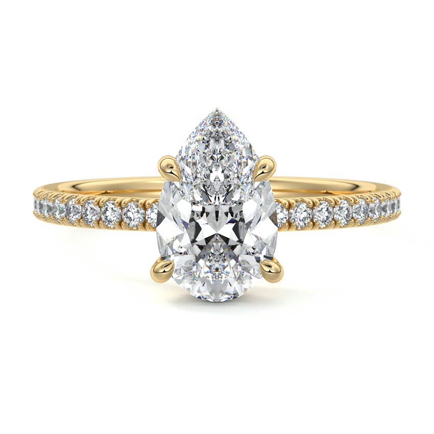 3.0 Carats Lab Grown Diamond Pear Shape E-VS1 Hidden Halo & Pave Engagement Ring
