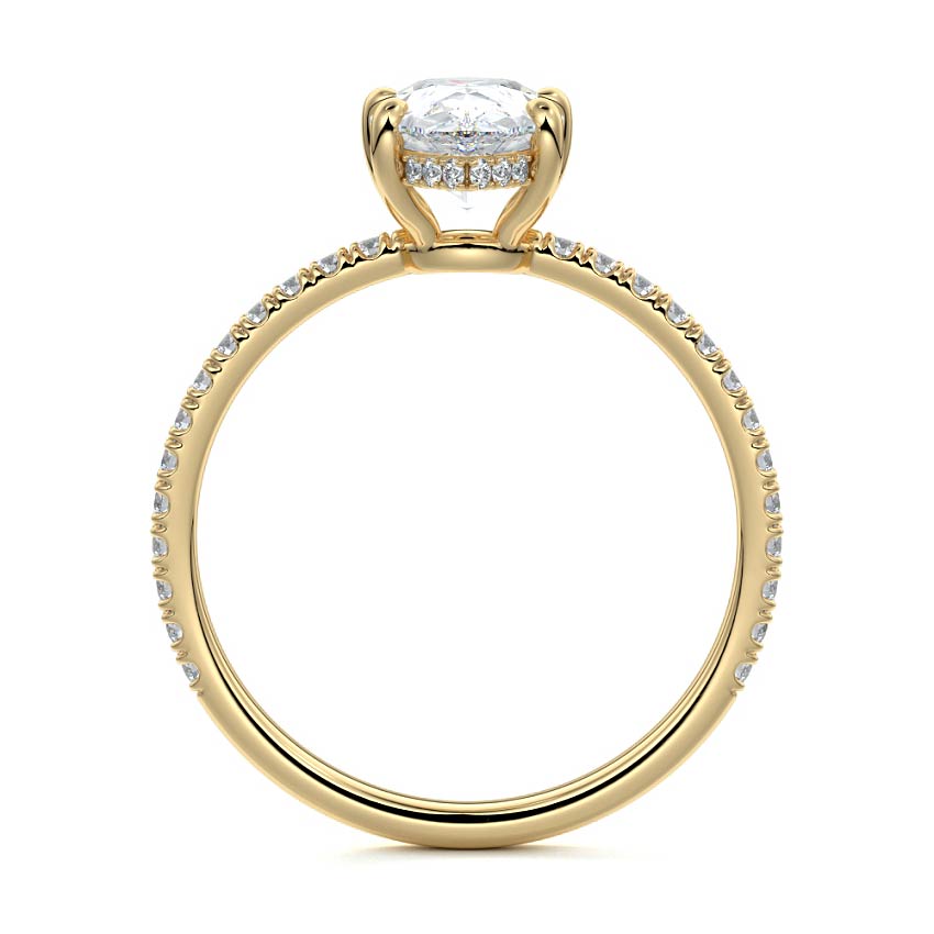 3.0 Carats Lab Grown Diamond Pear Shape E-VS1 Hidden Halo & Pave Engagement Ring