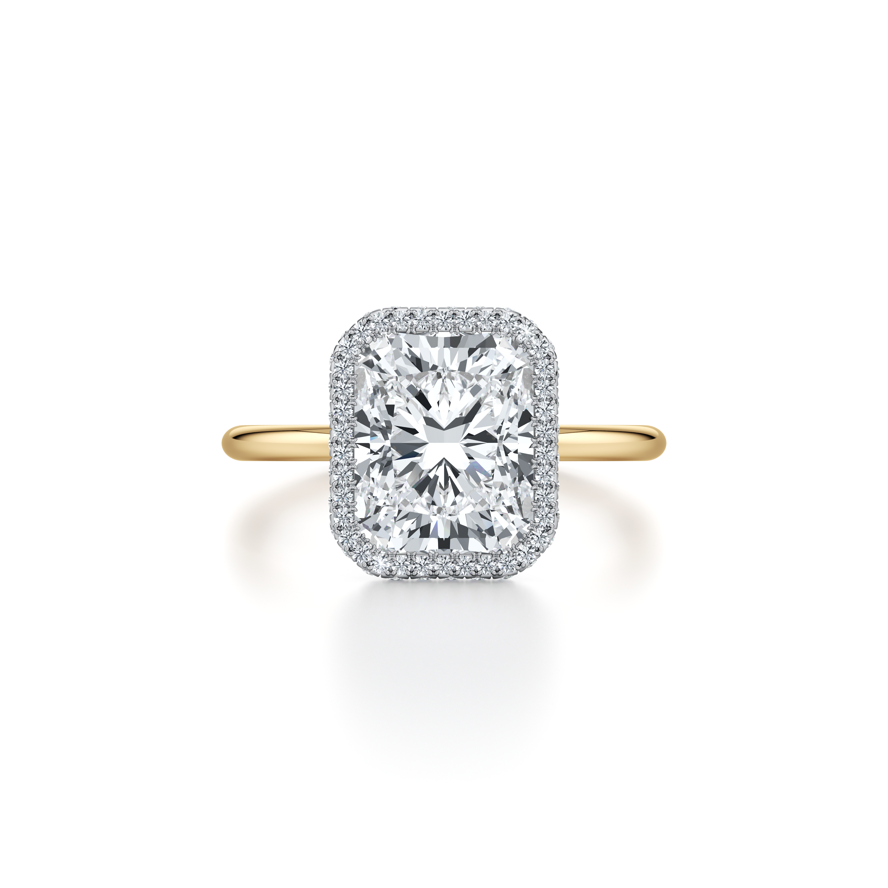 2.0 Carats Lab Grown Diamond Radiant Shape F-VS1 Halo Two Tone Engagement Ring