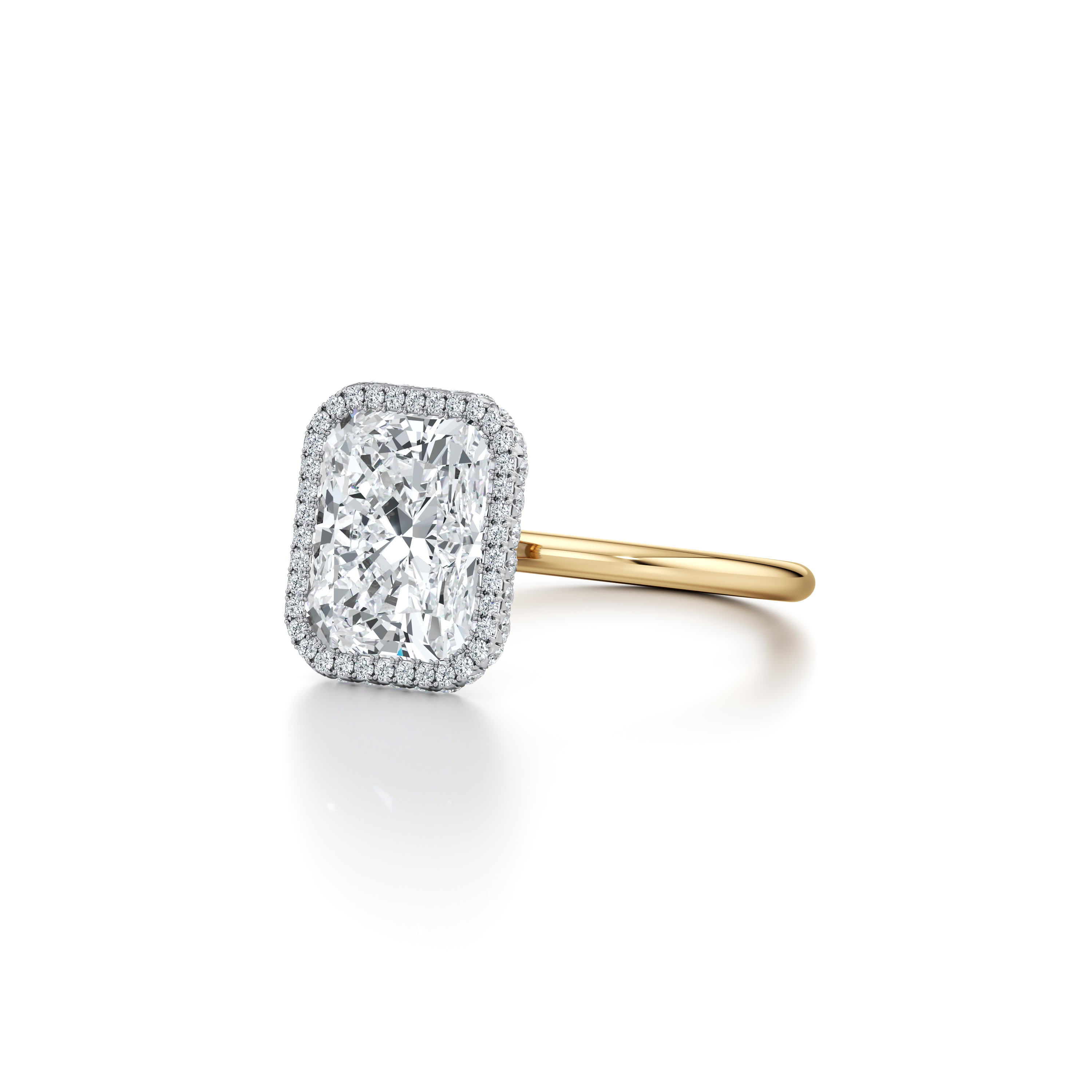 2.0 Carats Lab Grown Diamond Radiant Shape F-VS1 Halo Two Tone Engagement Ring