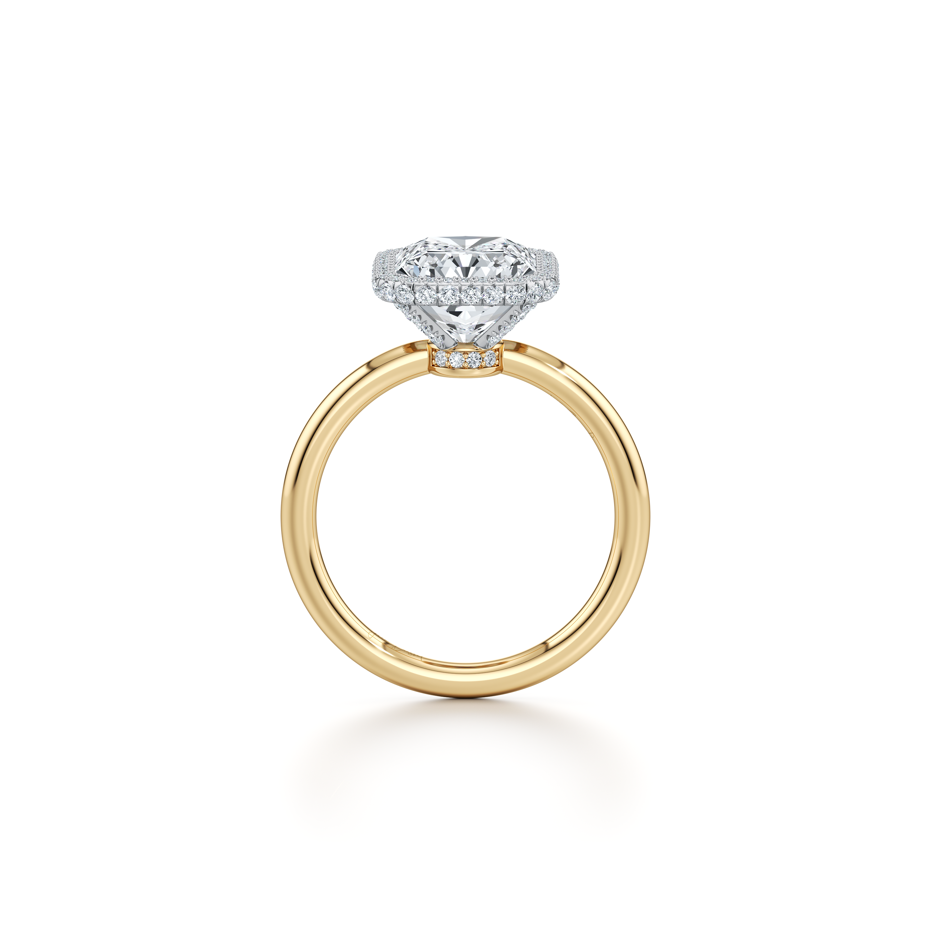 2.0 Carats Lab Grown Diamond Radiant Shape F-VS1 Halo Two Tone Engagement Ring