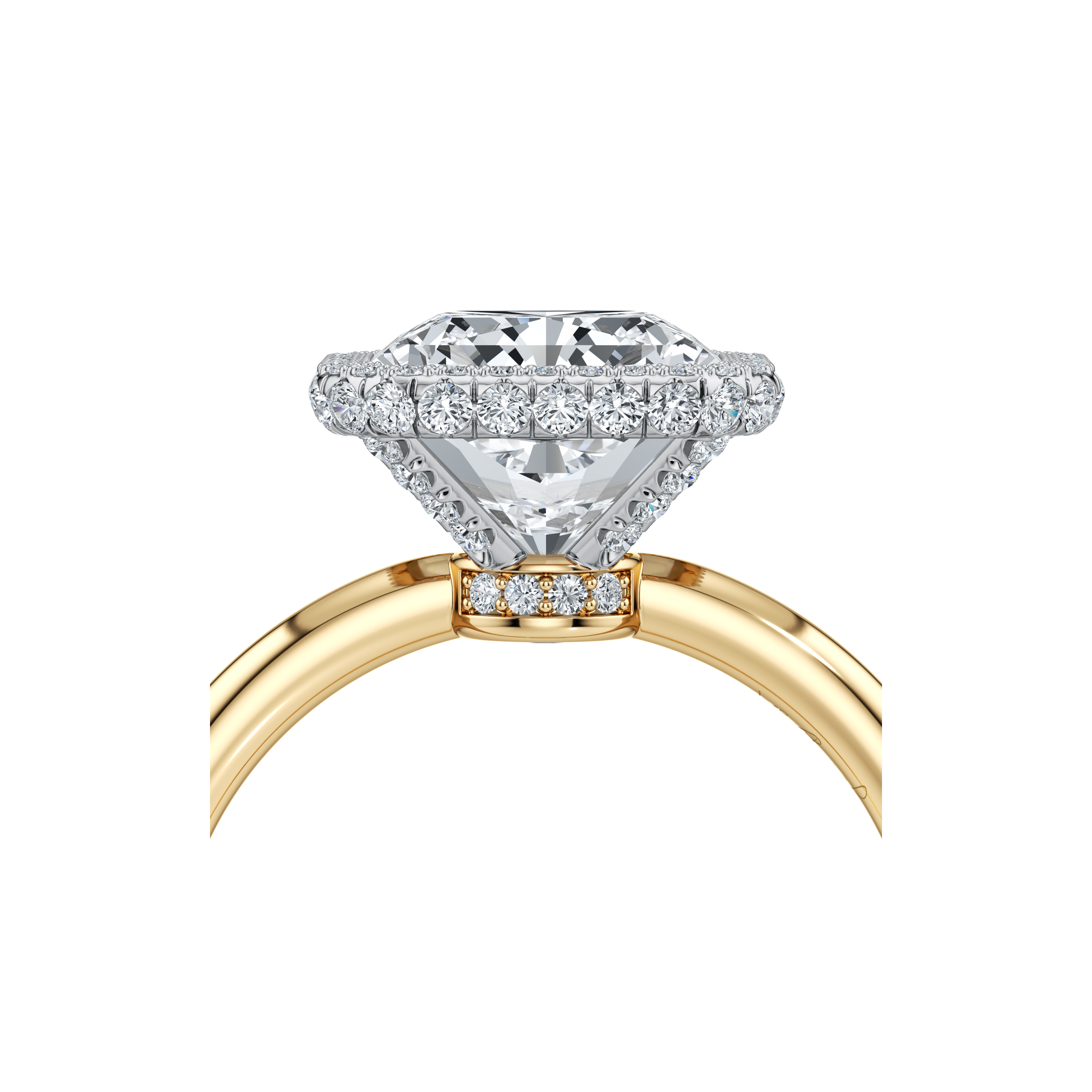 2.0 Carats Lab Grown Diamond Radiant Shape F-VS1 Halo Two Tone Engagement Ring