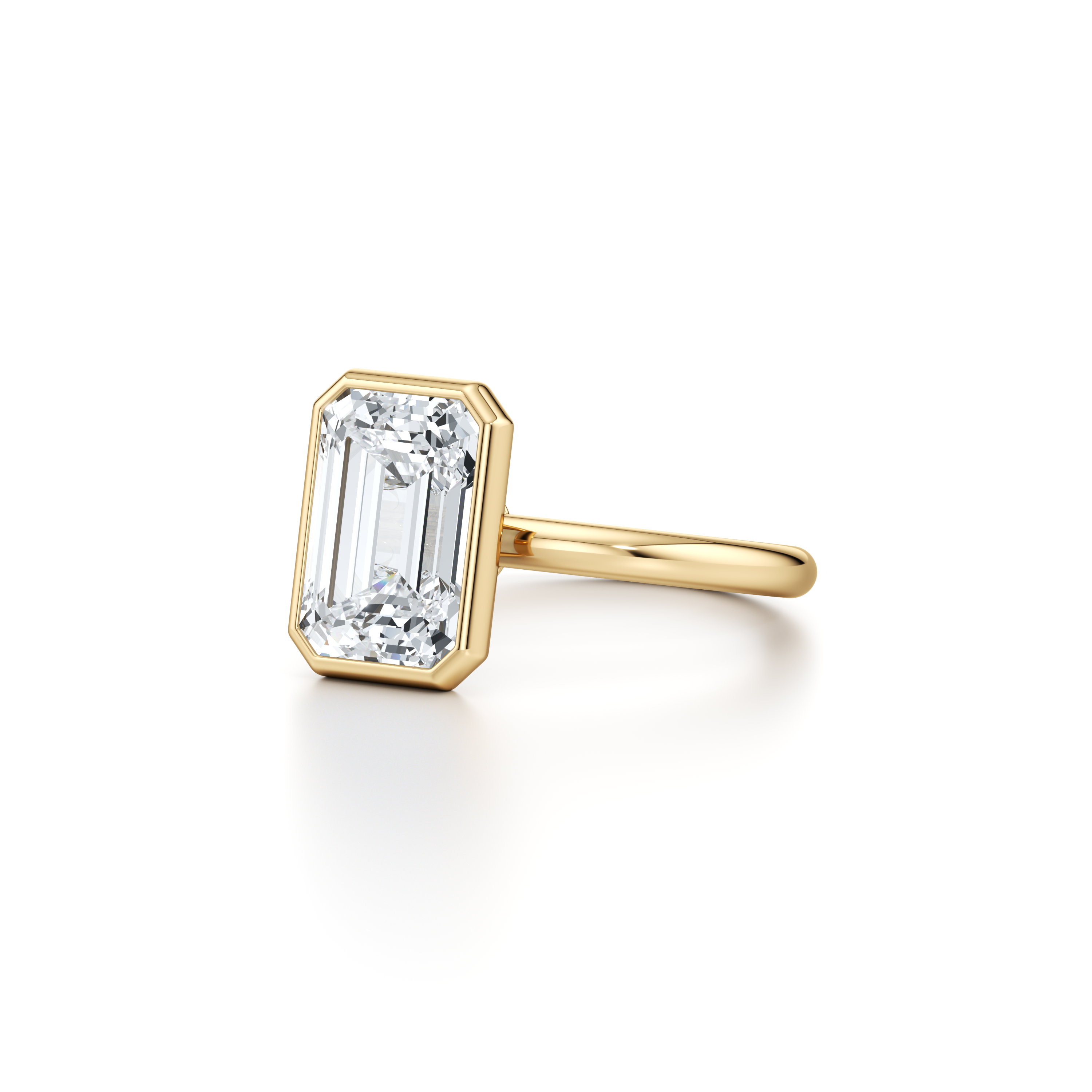 2.0 Carats Lab Grown Diamond Emerald Shape F-VS1 Bezel Solitaire Engagement Ring