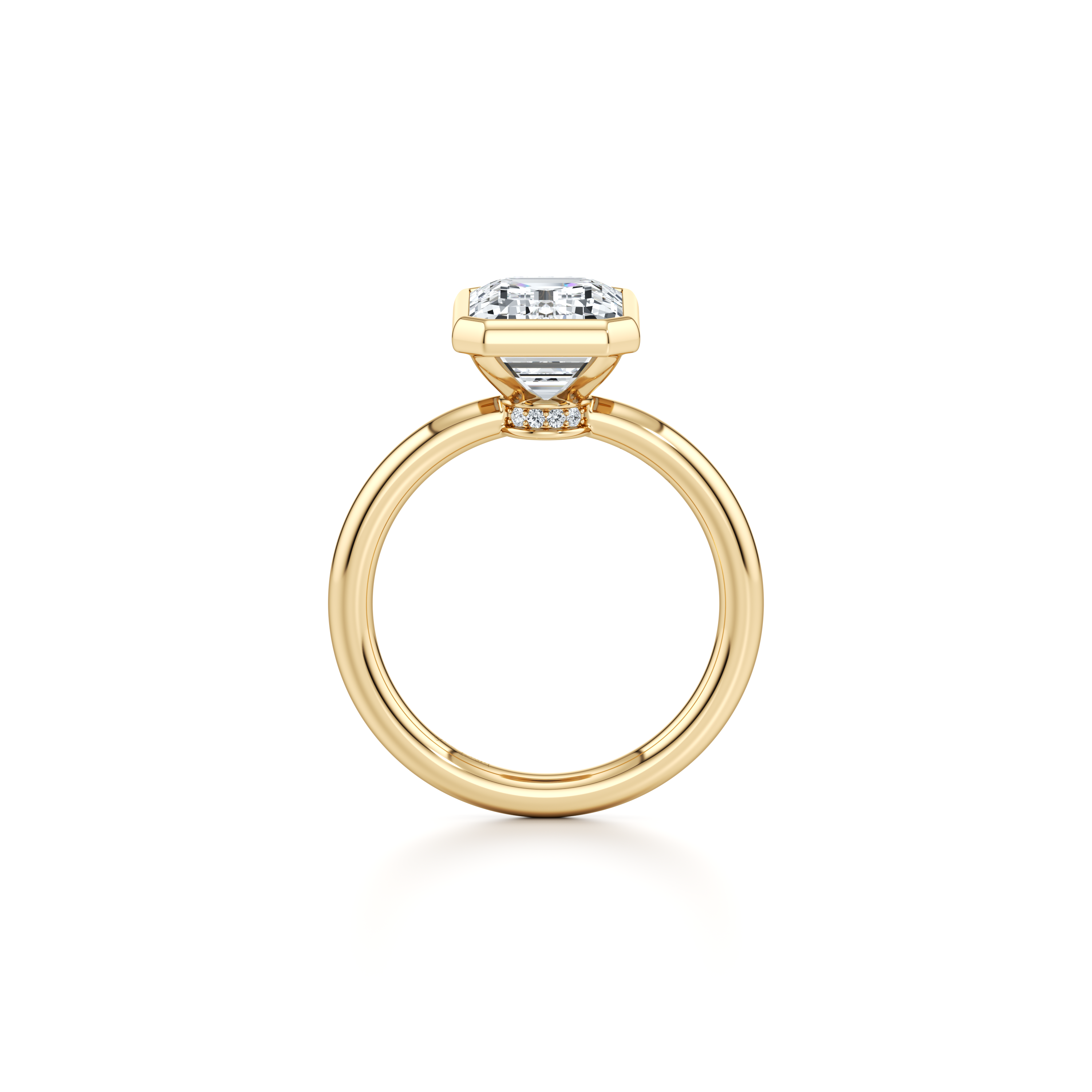 2.0 Carats Lab Grown Diamond Emerald Shape F-VS1 Bezel Solitaire Engagement Ring