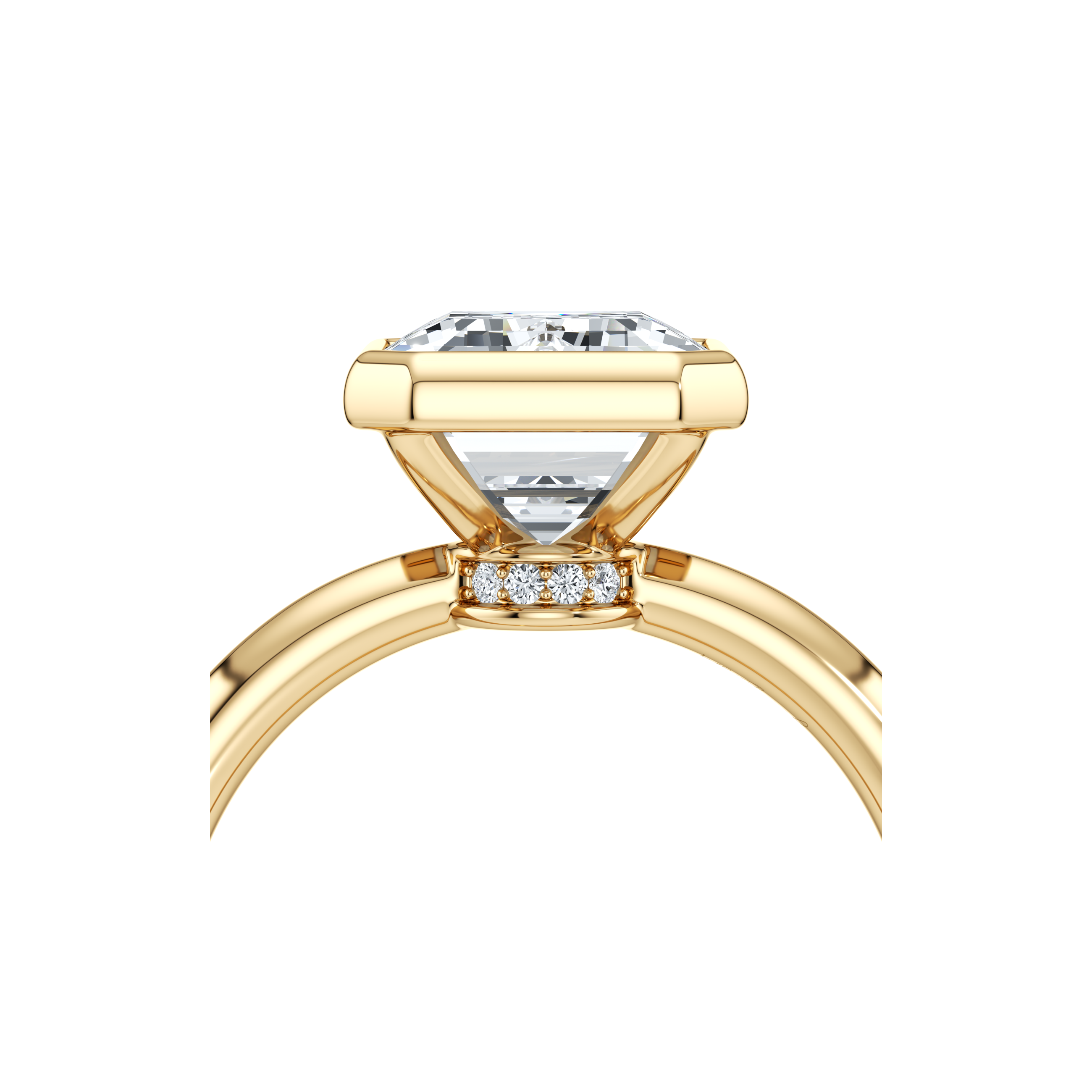 2.0 Carats Lab Grown Diamond Emerald Shape F-VS1 Bezel Solitaire Engagement Ring