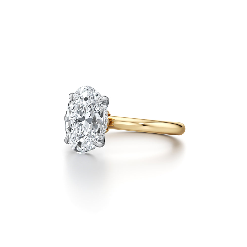 1.50 Carats Lab Grown Diamond Oval Shape F-VS1 Hidden Halo Engagement Ring