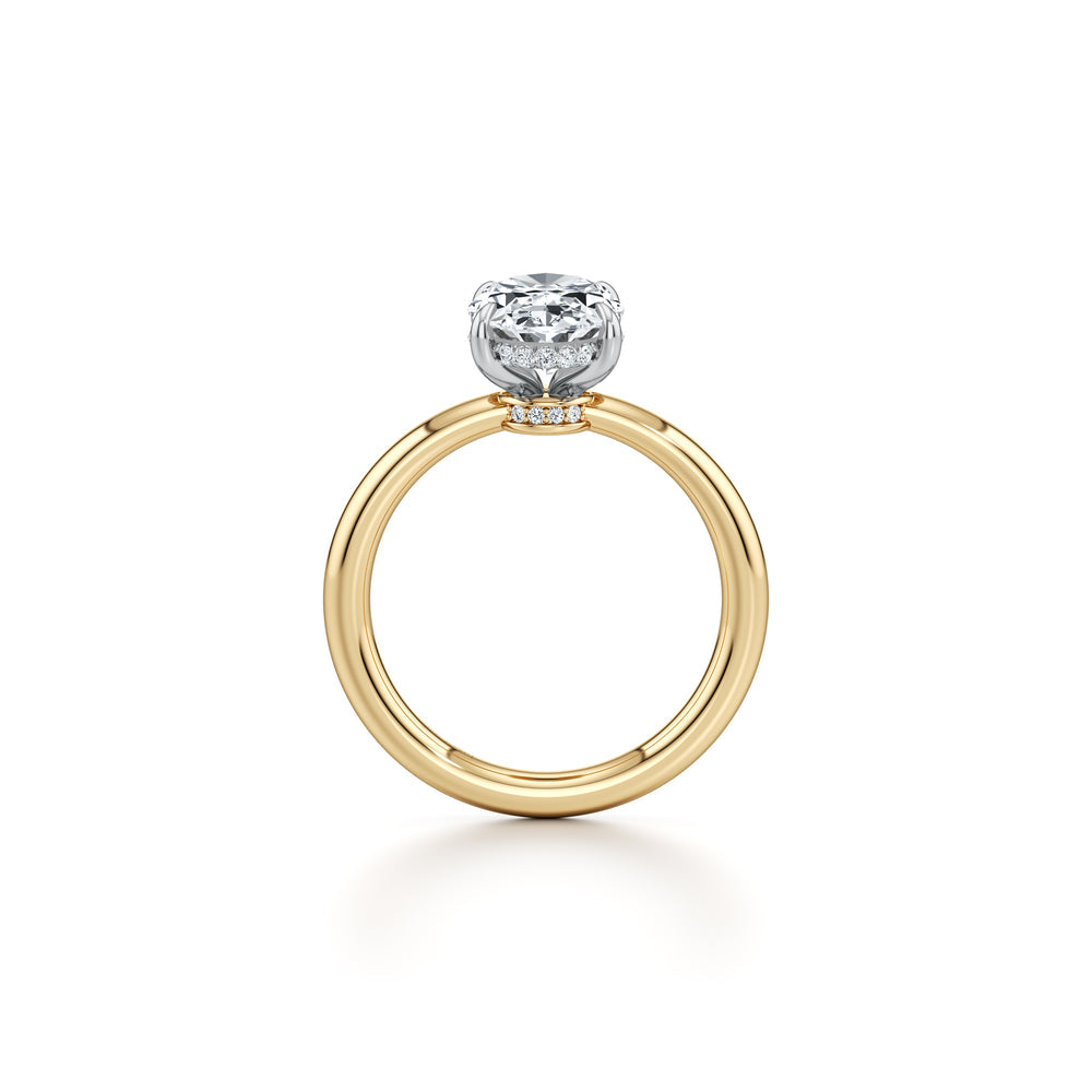 1.50 Carats Lab Grown Diamond Oval Shape F-VS1 Hidden Halo Engagement Ring