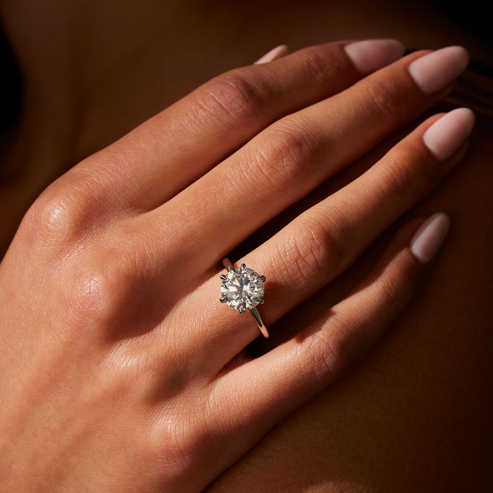 2.0 Carats Lab Grown Diamond Round Shape F-VS1 Hidden Halo Two Tone Engagement Ring