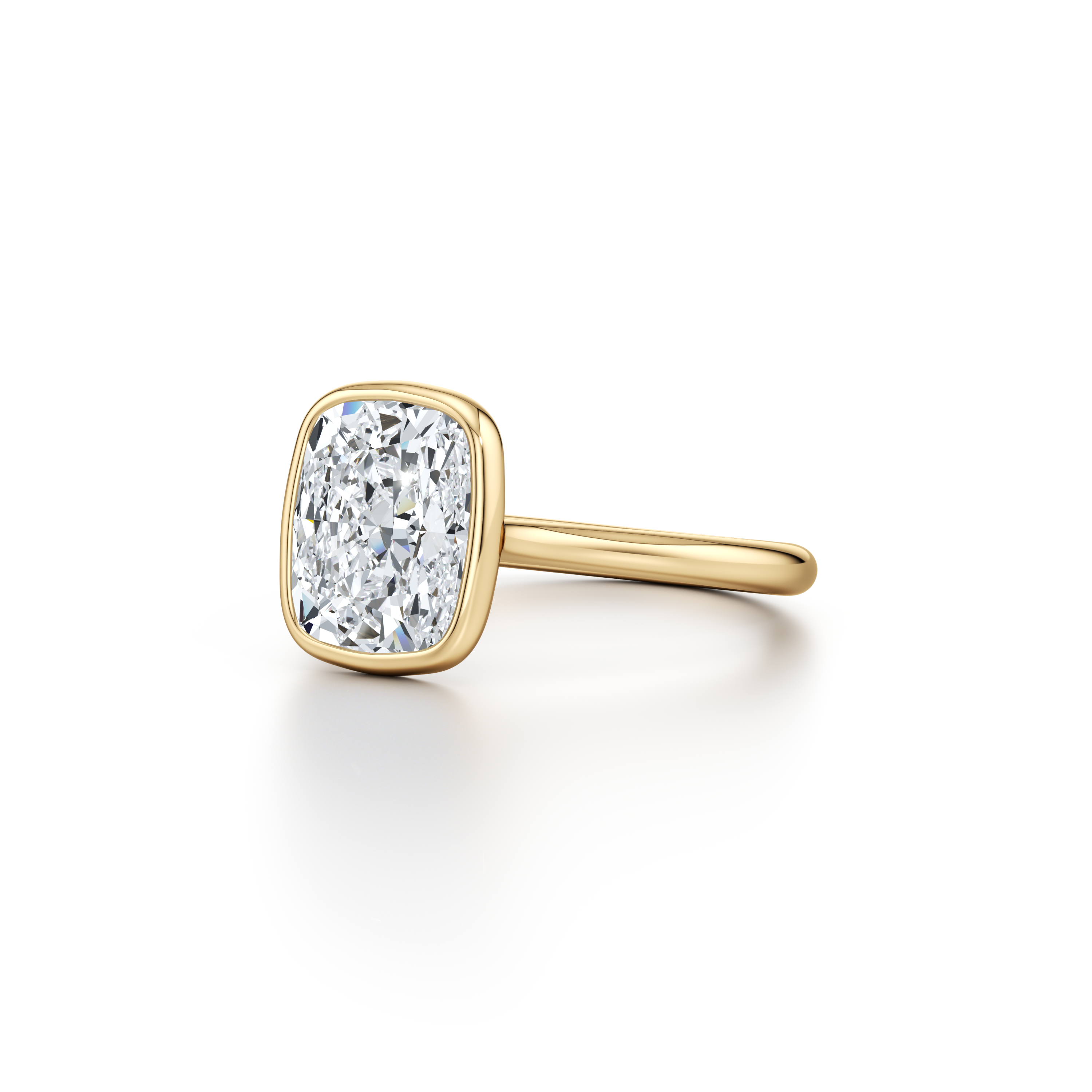 2.0 Carats Lab Grown Diamond Cushion Shape F-VS1 Bezel Solitaire Engagement Ring