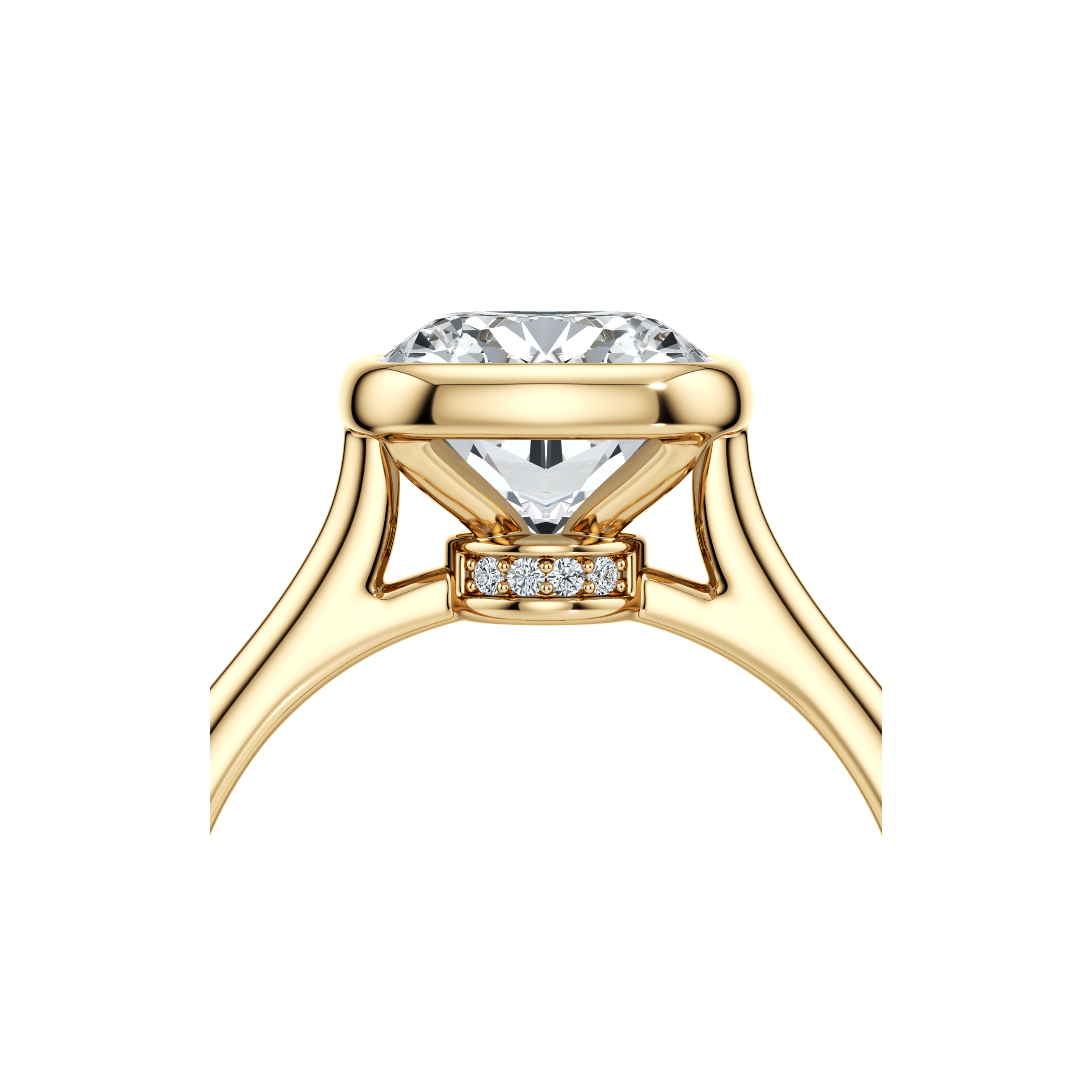 2.0 Carats Lab Grown Diamond Cushion Shape F-VS1 Bezel Solitaire Engagement Ring