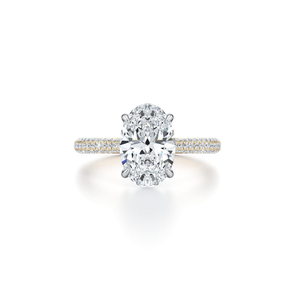 2.0 Carats Lab Grown Diamond Oval Shape F-VS1 Triple Pave Engagement Ring