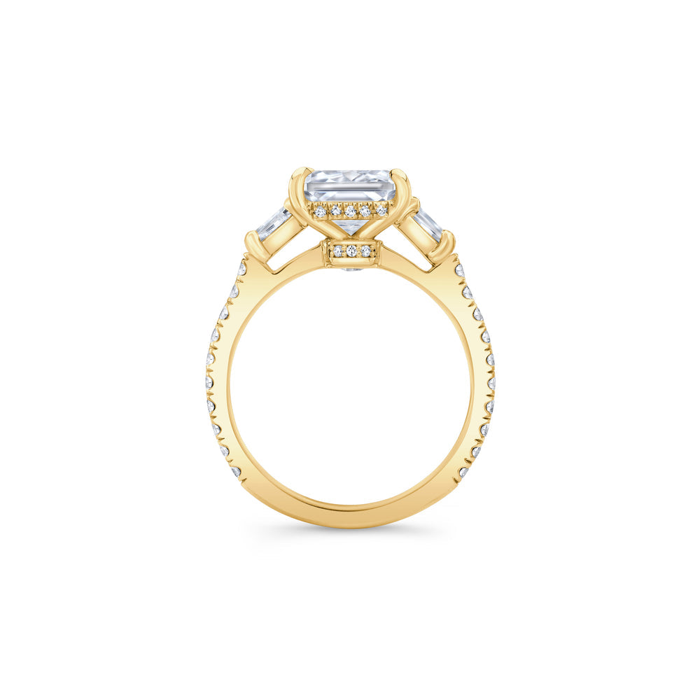 2.0 Carats Lab Grown Diamond Radiant Shape F-VS1 Three Stone & Hidden Halo Engagement Ring