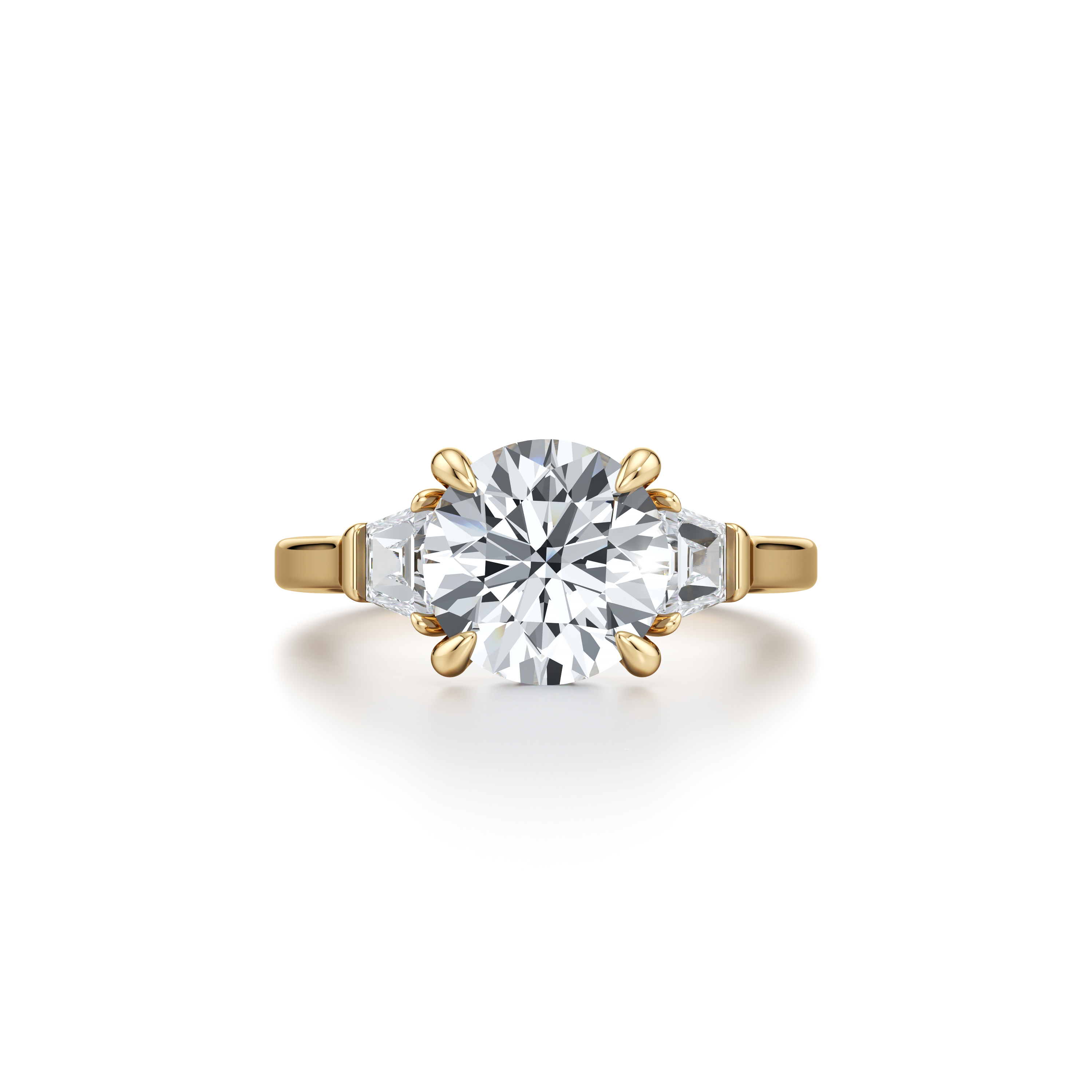 1.50 Carats Lab Grown Diamond Round Shape F-VS1 Three Stones & Hidden Halo Engagement Ring