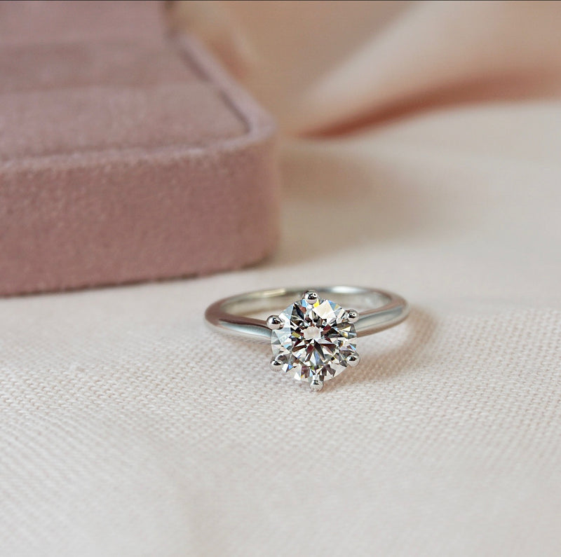 1.0 Carats Lab Grown Diamond Round Shape E-VS1 Solitaire Engagement Ring