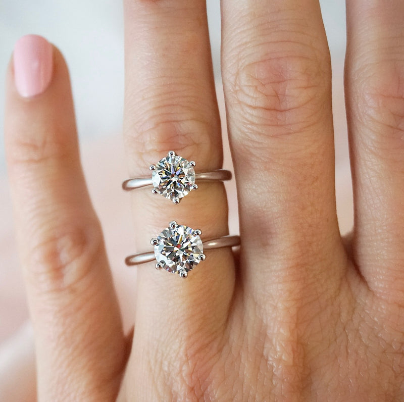 1.0 Carats Lab Grown Diamond Round Shape E-VS1 Solitaire Engagement Ring