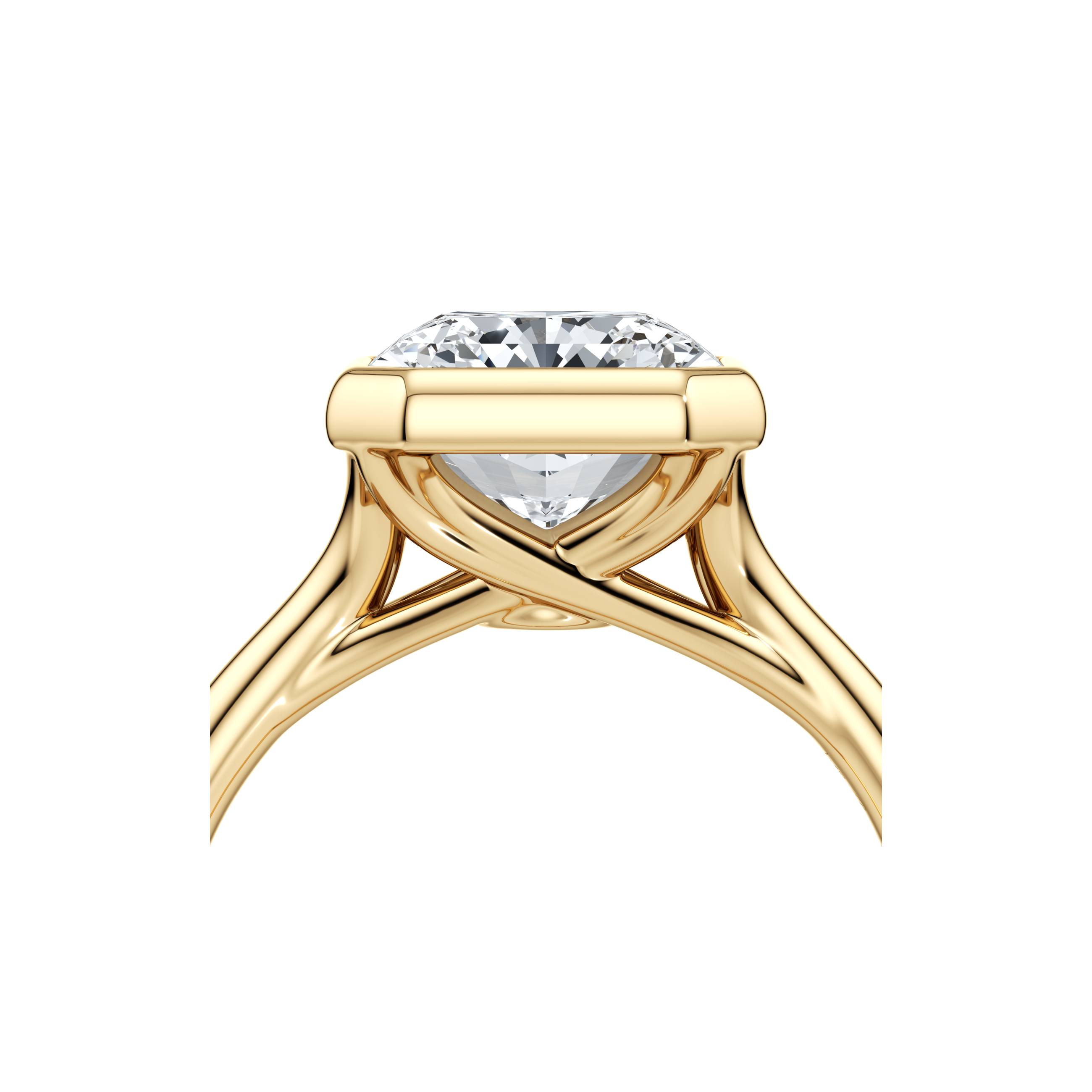 2.0 Carats Lab Grown Diamond Radiant Shape F-VS1 Bezel Solitaire Engagement Ring