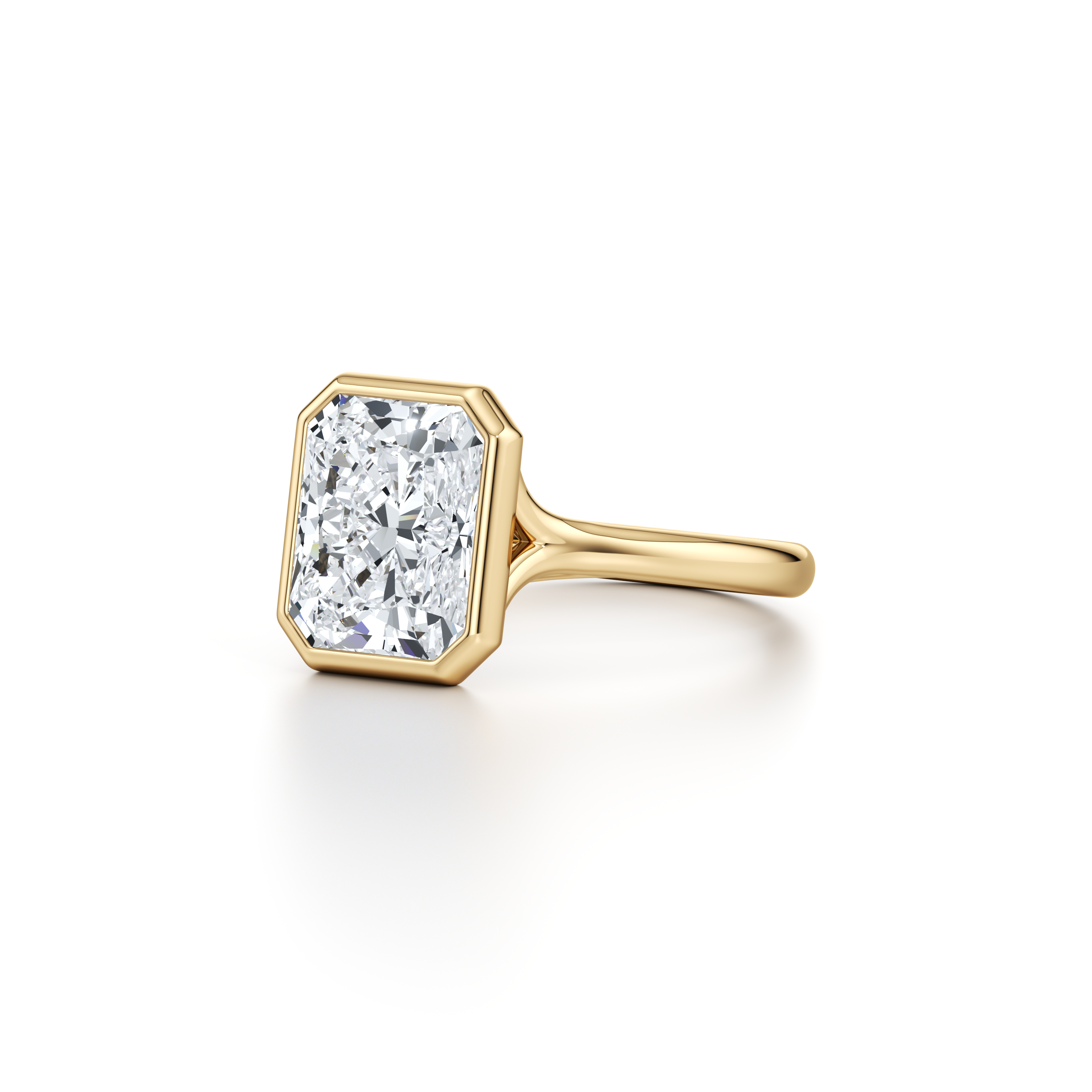 2.0 Carats Lab Grown Diamond Radiant Shape F-VS1 Bezel Solitaire Engagement Ring