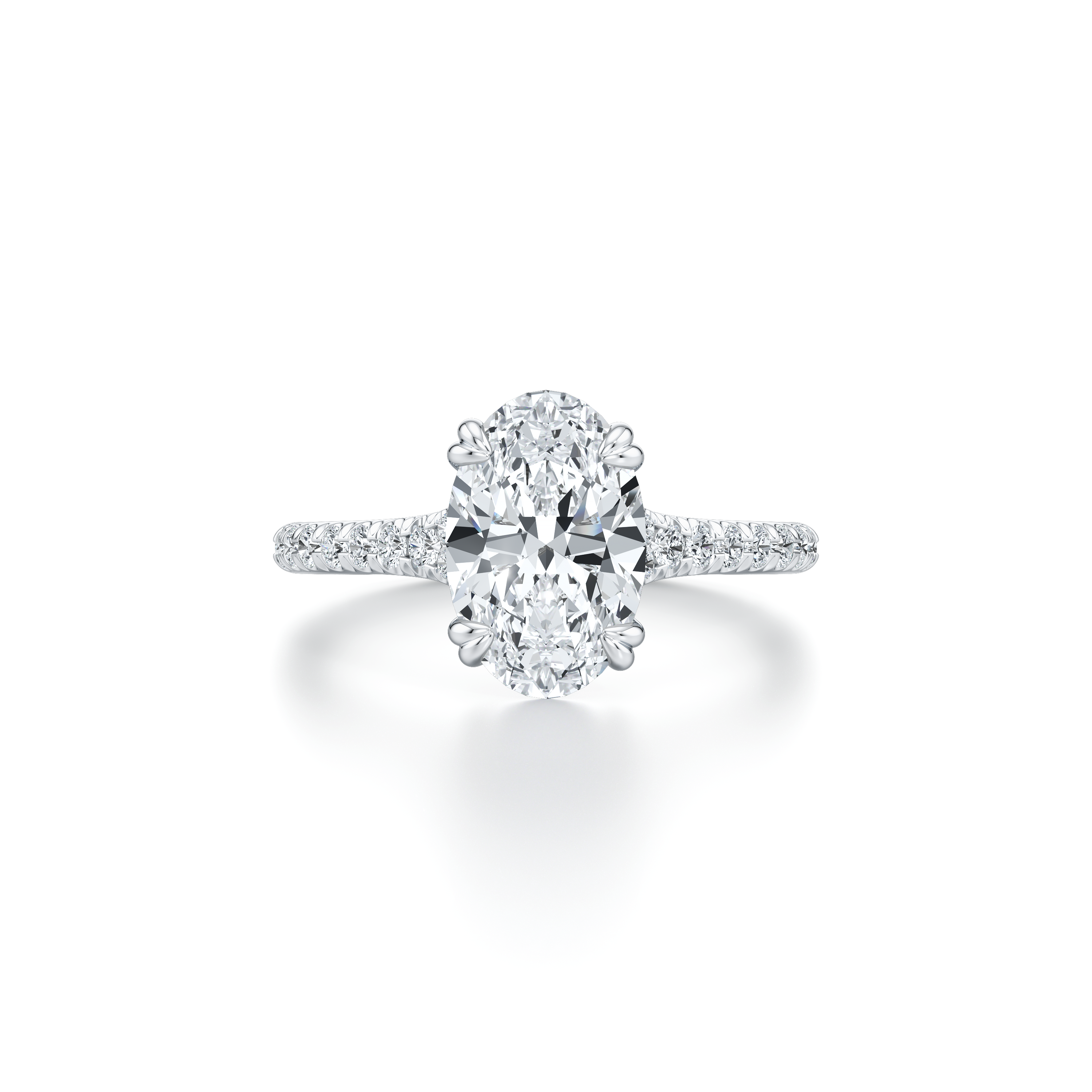 1.50 Carats Lab Grown Diamond Oval Shape F-VS1 Pave Engagement Ring