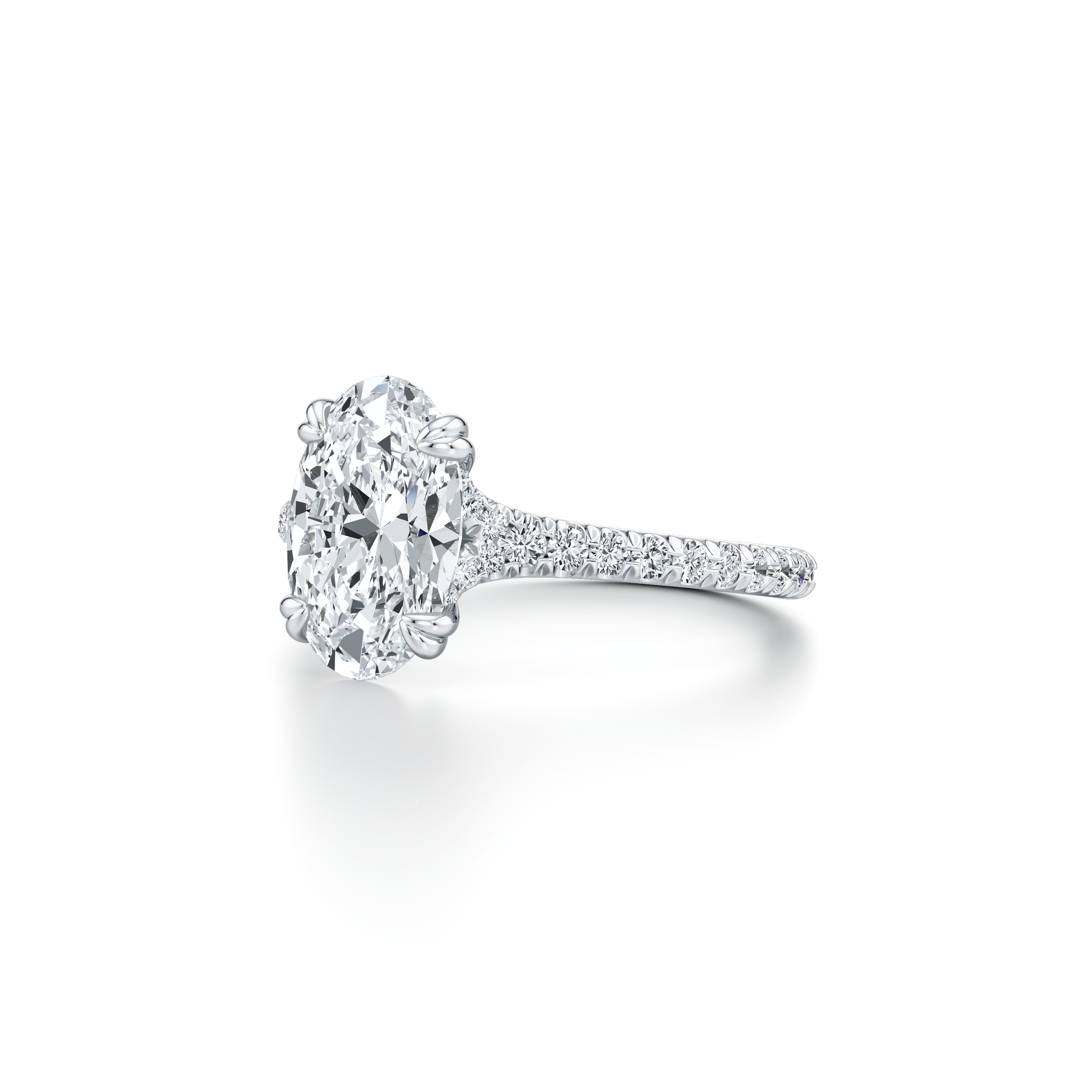 1.50 Carats Lab Grown Diamond Oval Shape F-VS1 Pave Engagement Ring