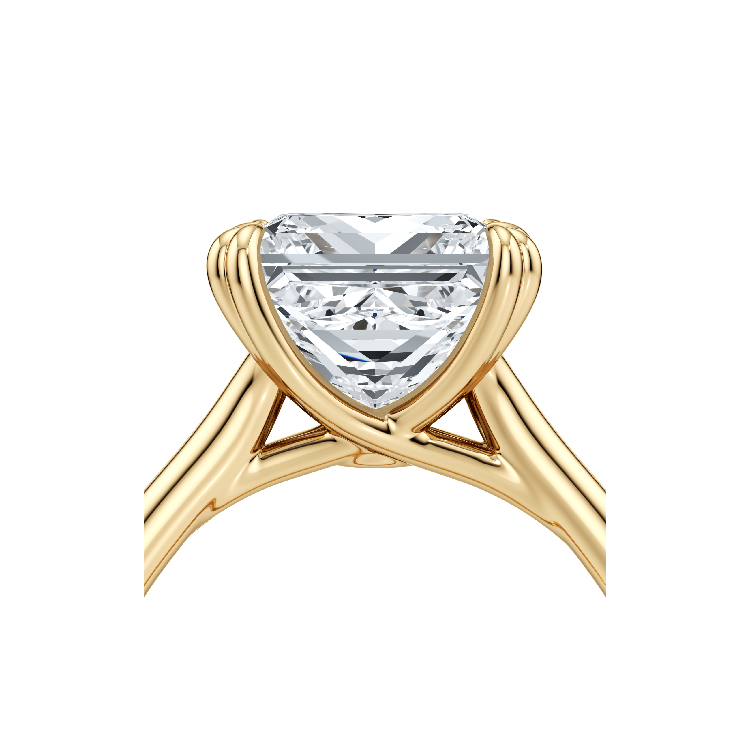 2.0 Carats Lab Grown Diamond Princess Shape F-VS1 Double Band Style Engagement Ring