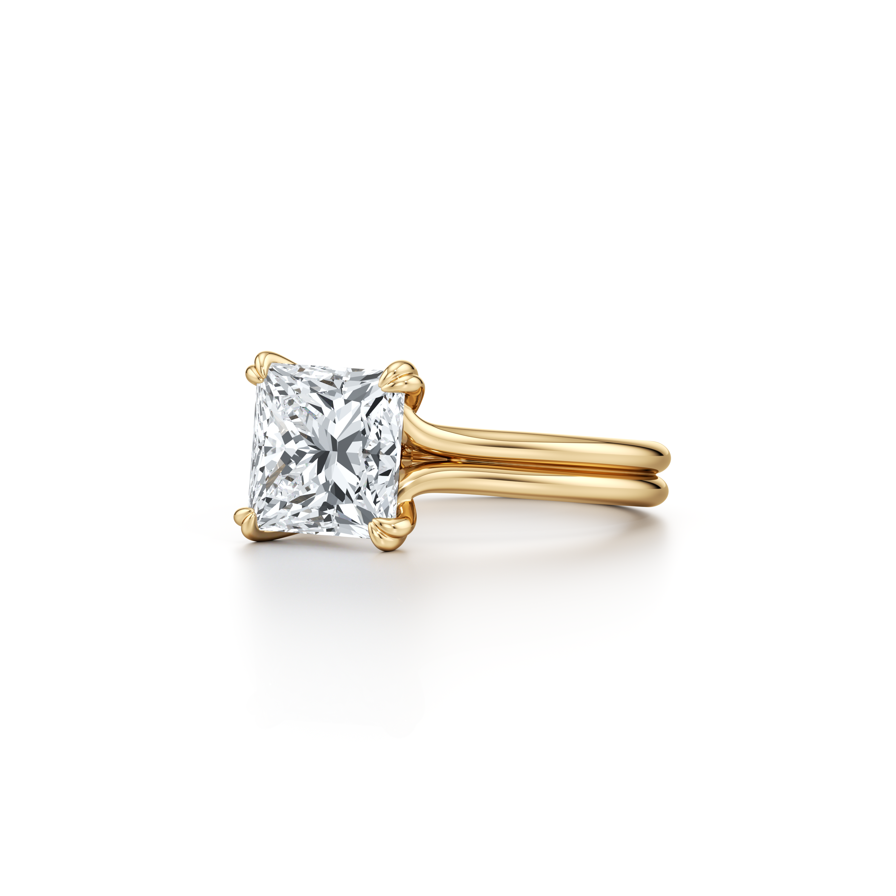 2.0 Carats Lab Grown Diamond Princess Shape F-VS1 Double Band Style Engagement Ring