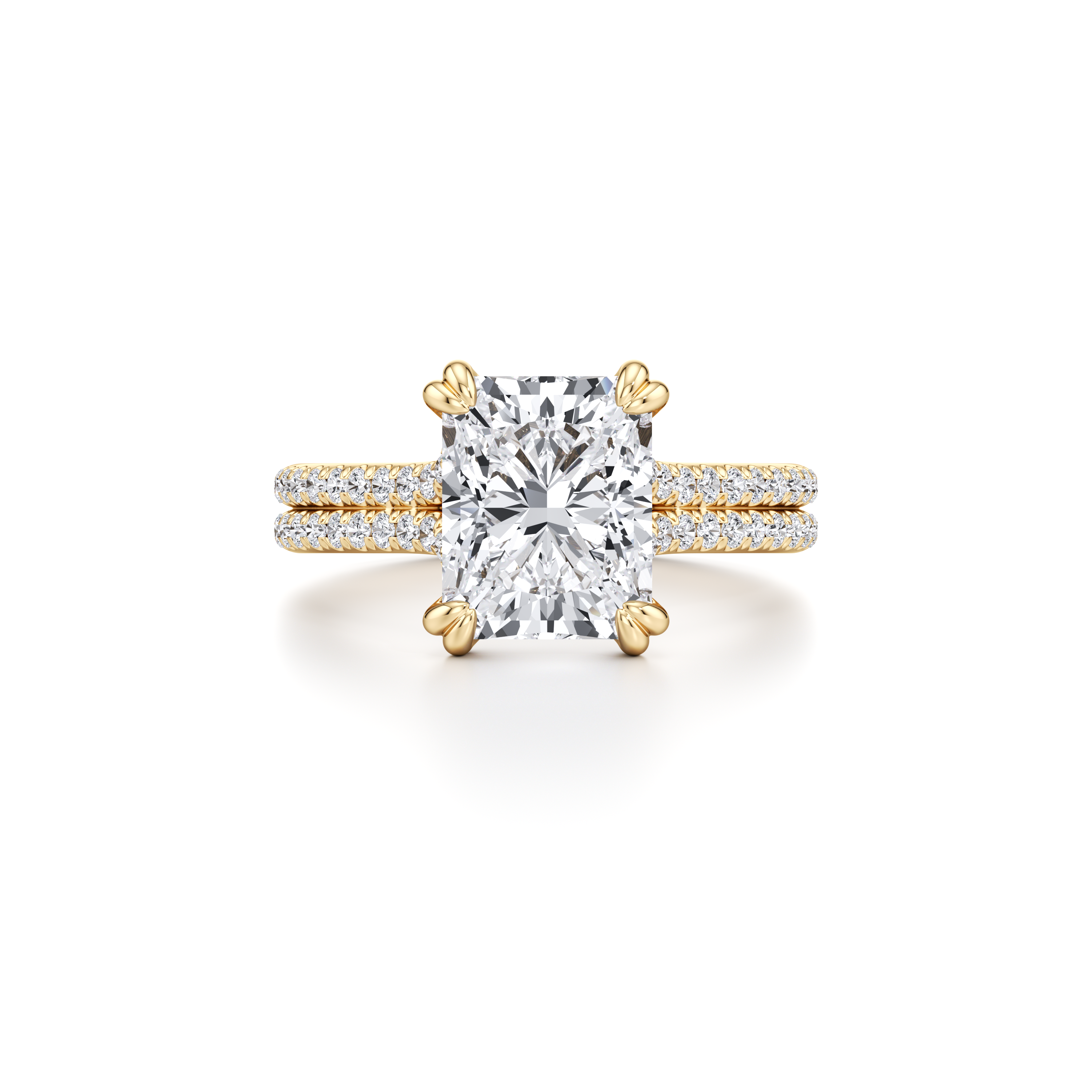 1.50 Carats Lab Grown Diamond Radiant Shape F-VS1 Double Band Style Engagement Ring
