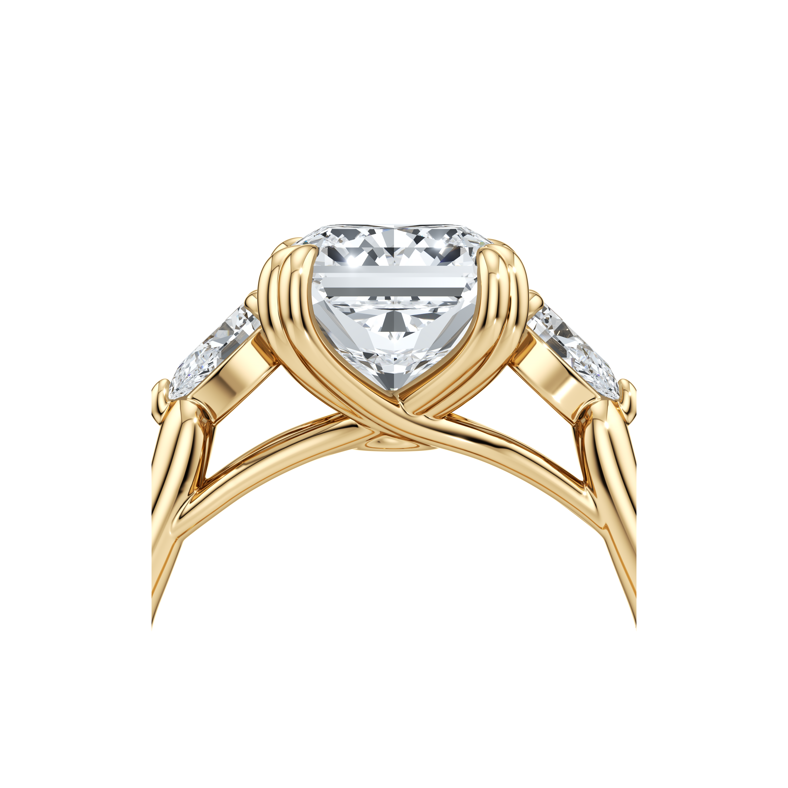 2.0 Carats Lab Grown Diamond Radiant Shape F-VS1 Three Stone Engagement Ring