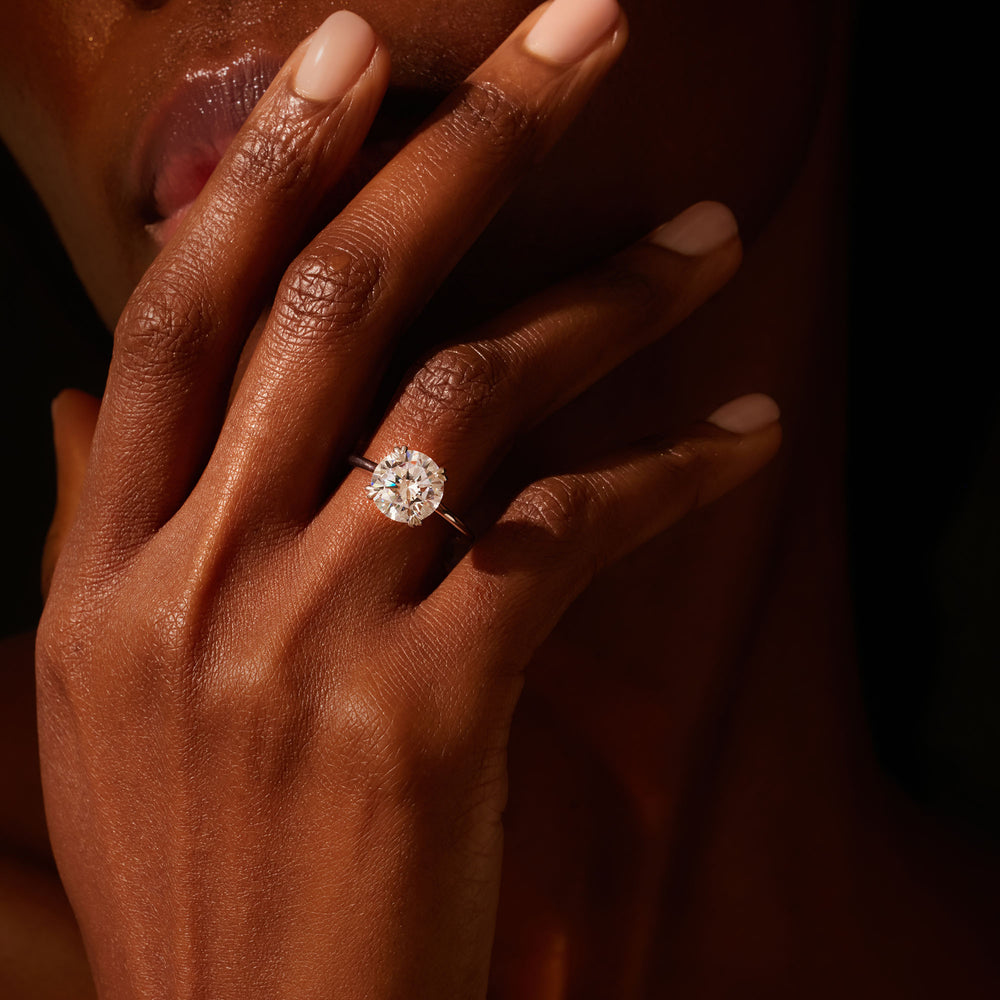 1.50 Carats Lab Grown Diamond Round Shape F-VS1 Solitaire Engagement Ring