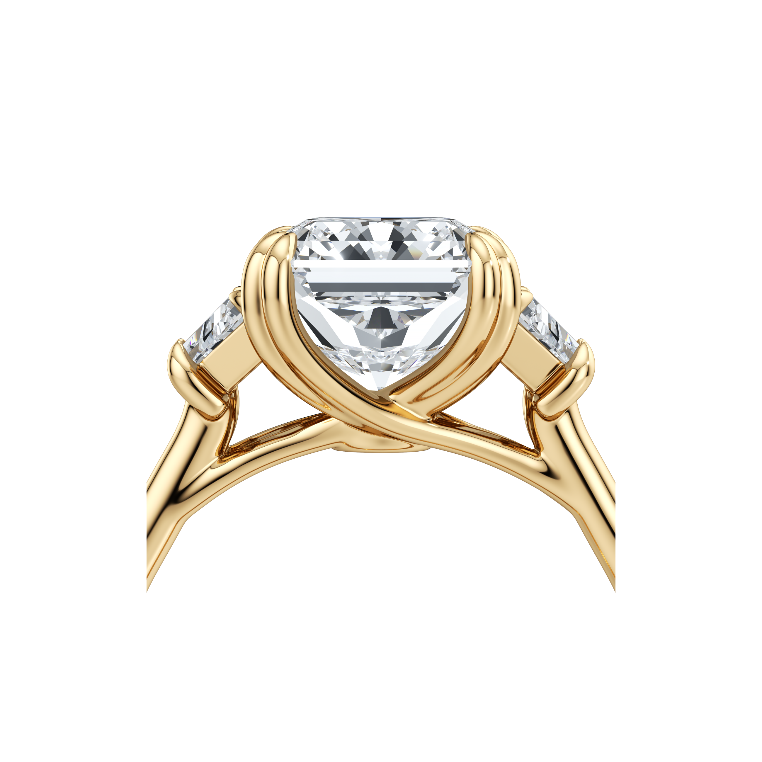 2.0 Carats Lab Grown Diamond Radiant Shape F-VS1 Three Stone Engagement Ring