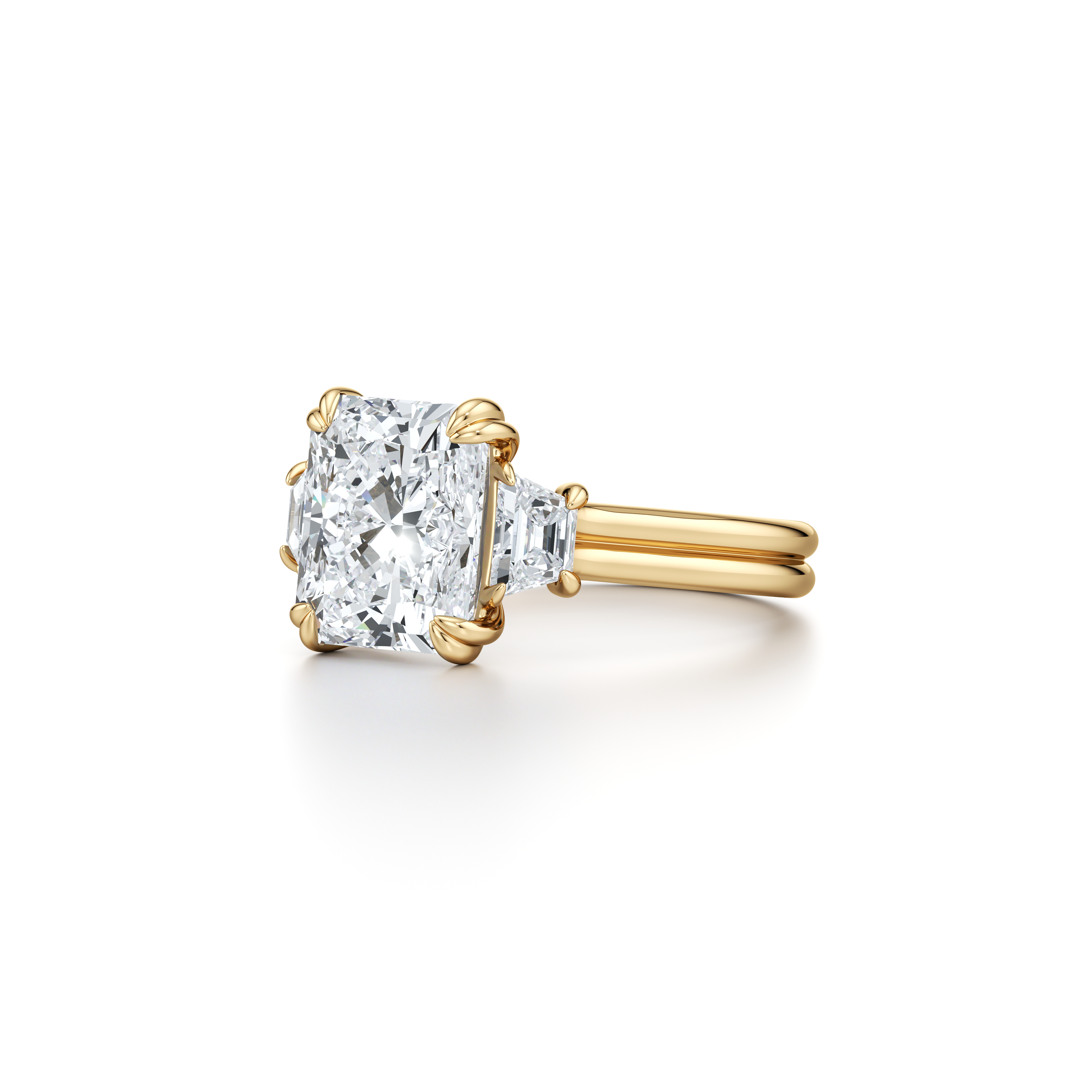 2.0 Carats Lab Grown Diamond Radiant Shape F-VS1 Three Stone Engagement Ring