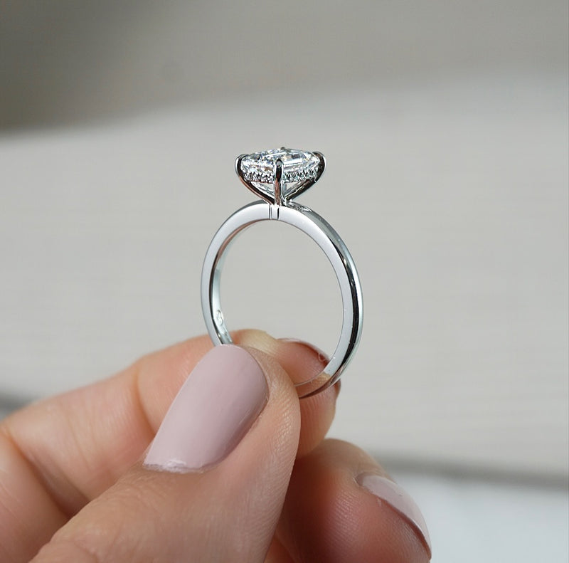 1.0 Carats Lab Grown Diamond Emerald Shape E-VS1 Solitaire Engagement Ring