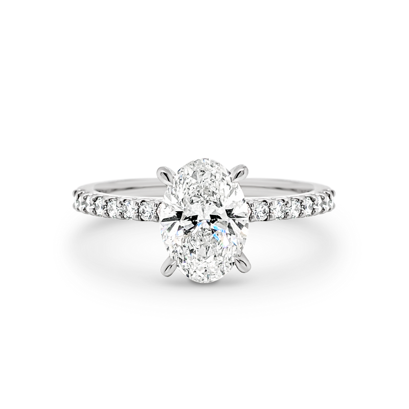 1.0 Carats Lab Grown Diamond Emerald Shape E-VS1 Pave Setting Engagement Ring
