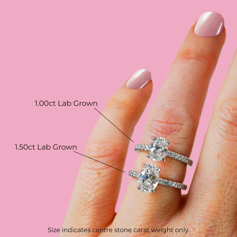1.0 Carats Lab Grown Diamond Emerald Shape E-VS1 Pave Setting Engagement Ring