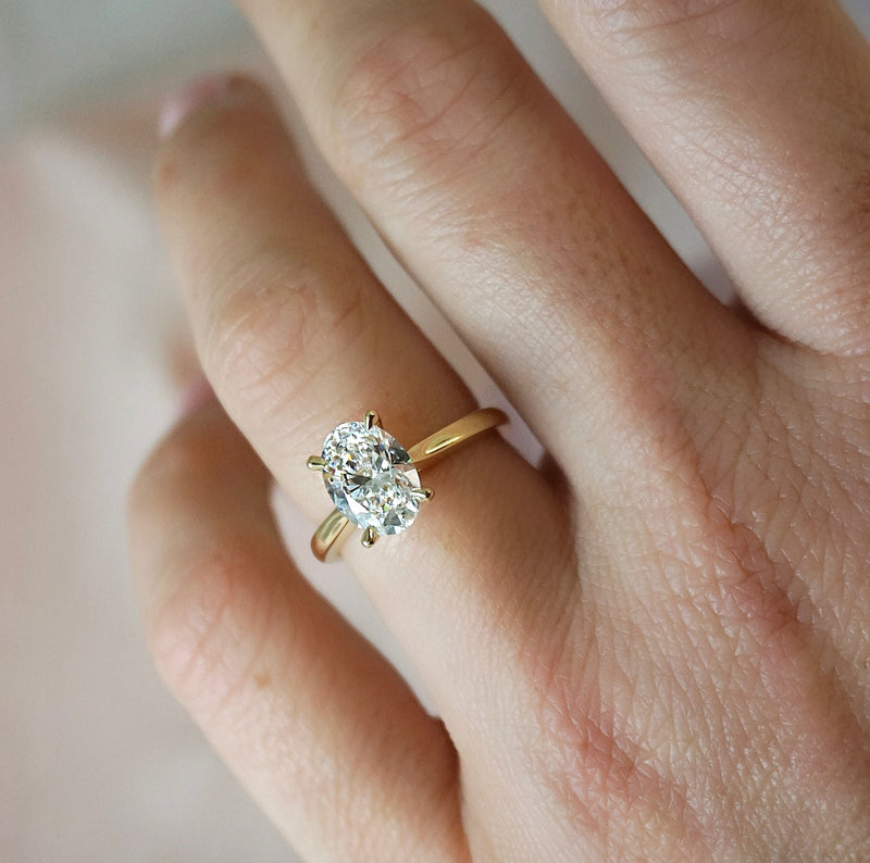 1.0 Carats Lab Grown Diamond Oval Shape E-VS1 Solitaire Engagement Ring
