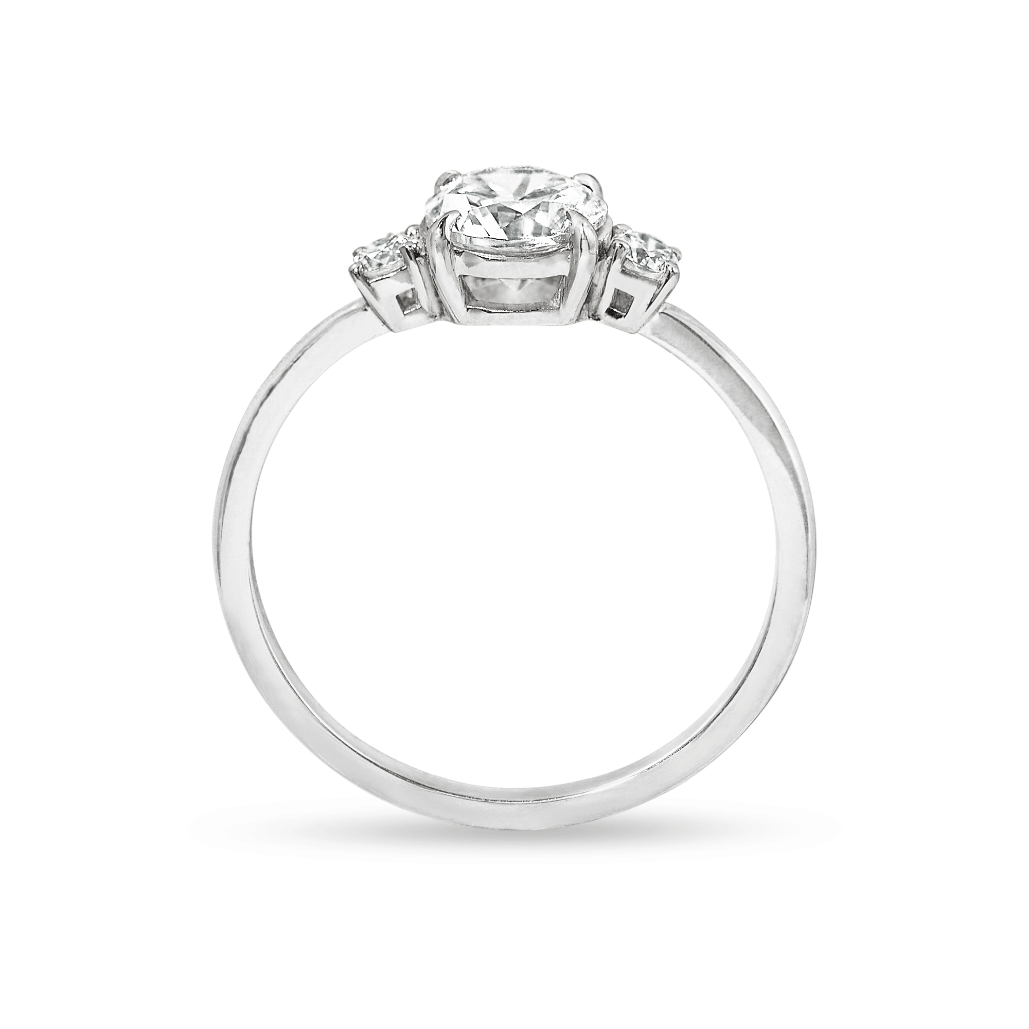 0.90 CT Round G/SI1 CVD Diamond Three Stones Engagement Ring