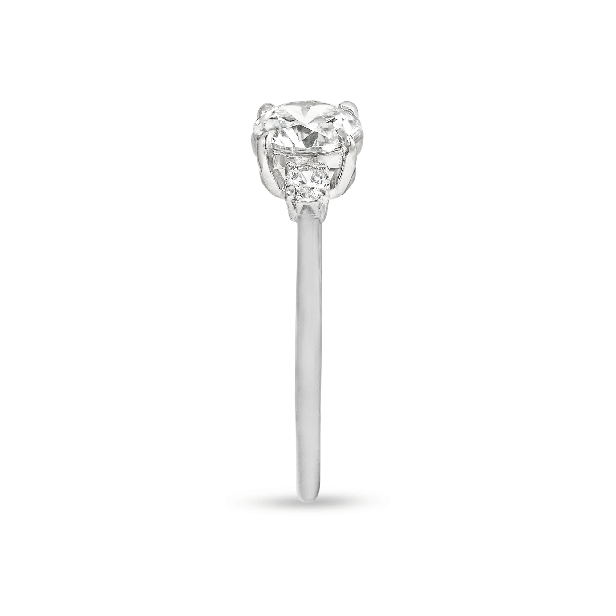 0.90 CT Round G/SI1 CVD Diamond Three Stones Engagement Ring