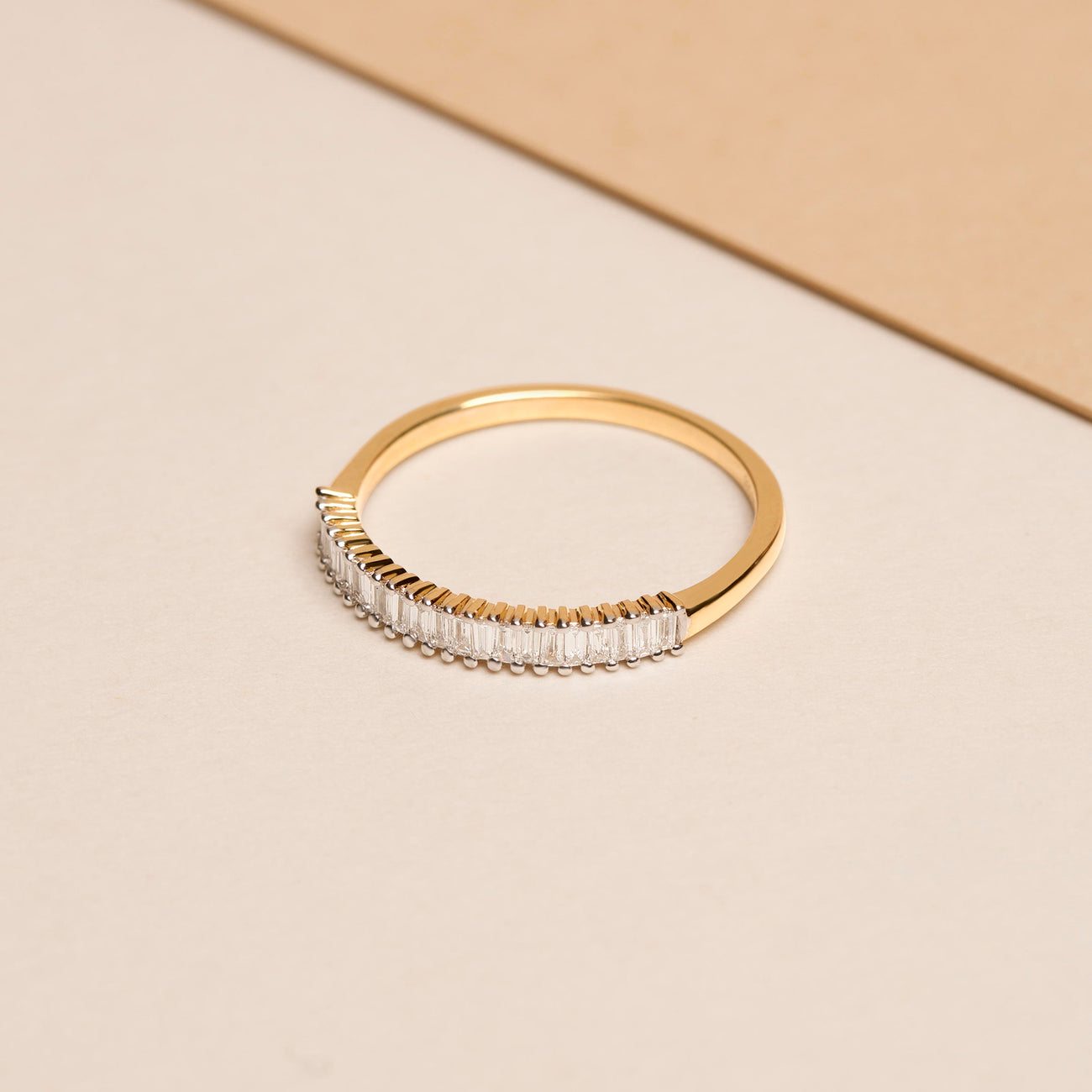 0.16 TCW Baguette CVD Diamond Half Eternity Wedding Band