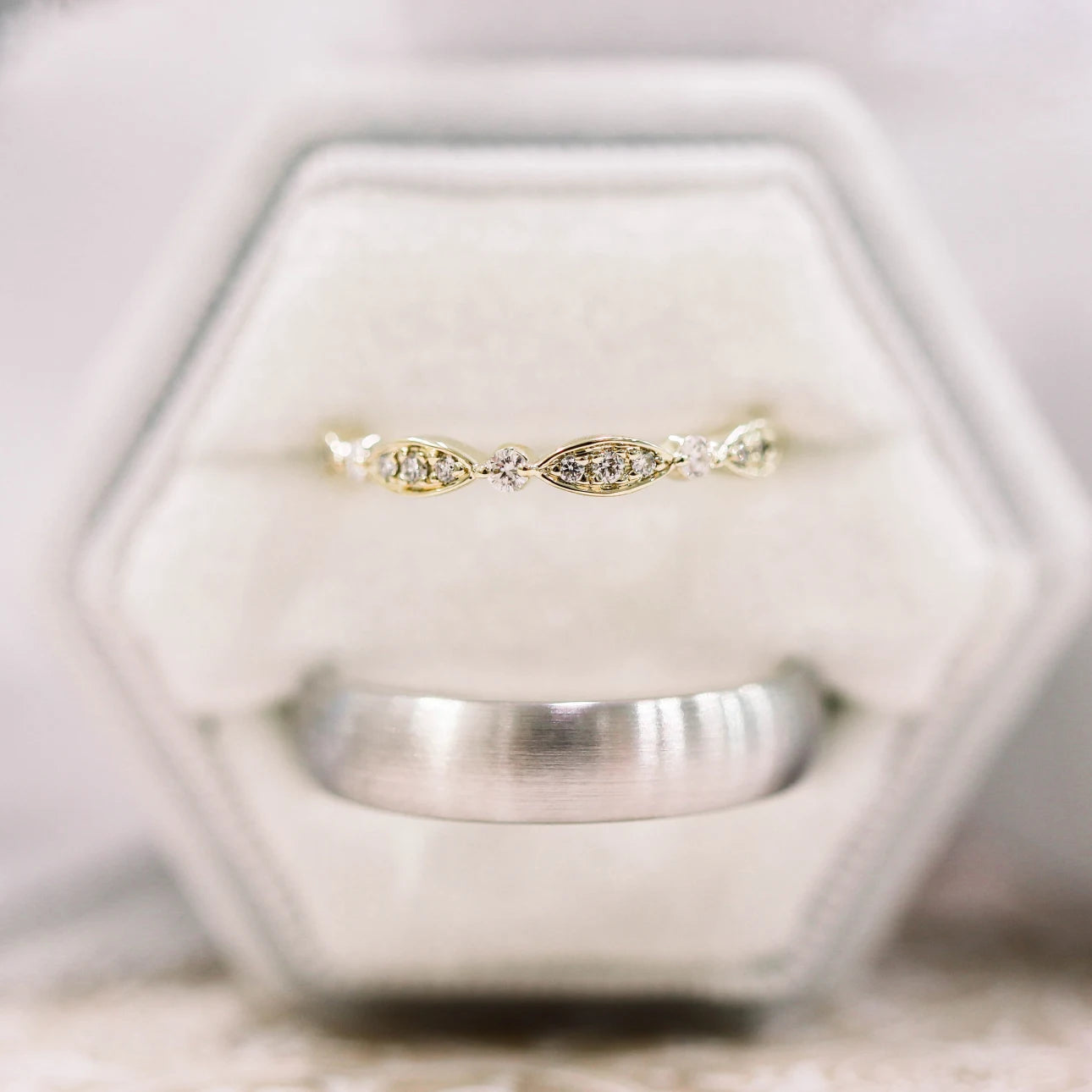 0.45 Carats Lab Grown Diamond Round Shape Leaf Eternity Wedding Band