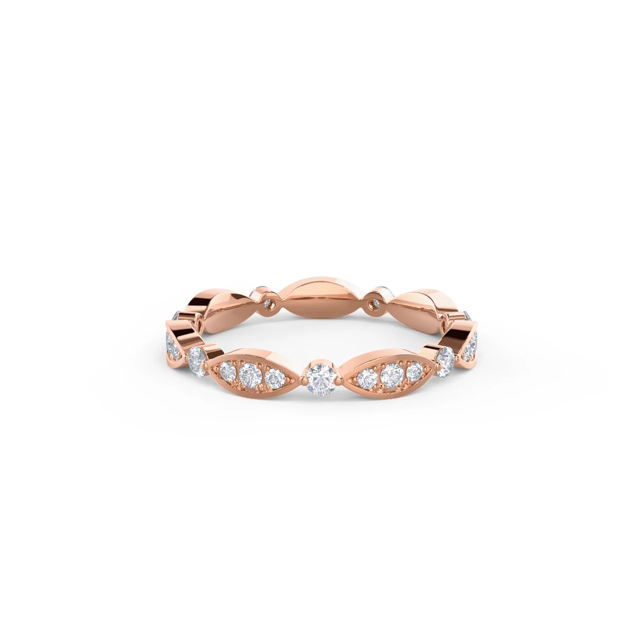 0.45 Carats Lab Grown Diamond Round Shape Leaf Eternity Wedding Band