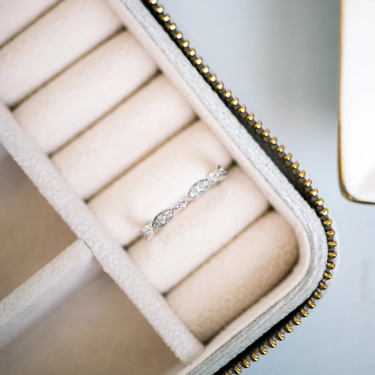 0.45 Carats Lab Grown Diamond Round Shape Leaf Eternity Wedding Band