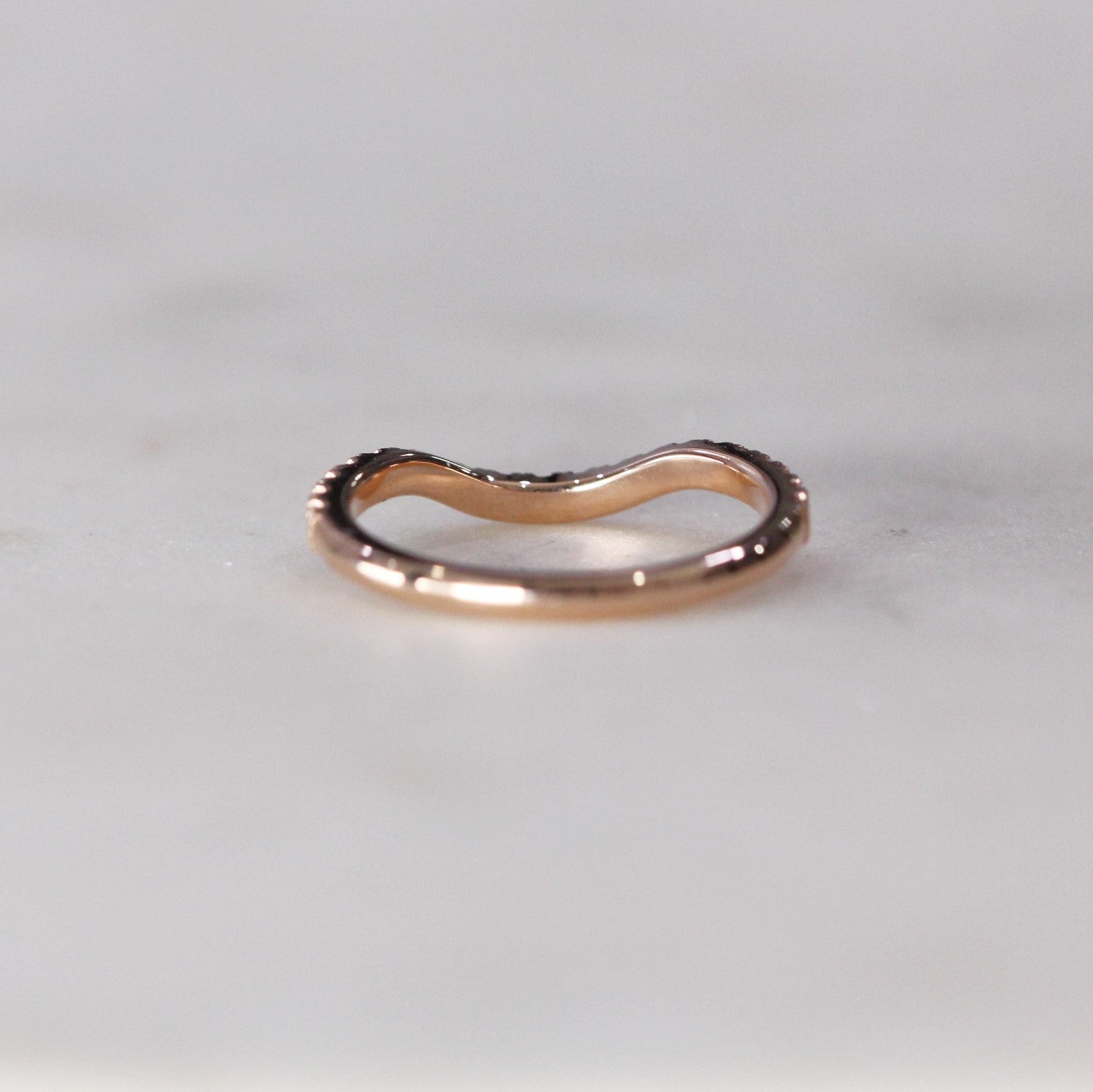 0.30 Carats Moissanite Round Shape Curved Wedding Band