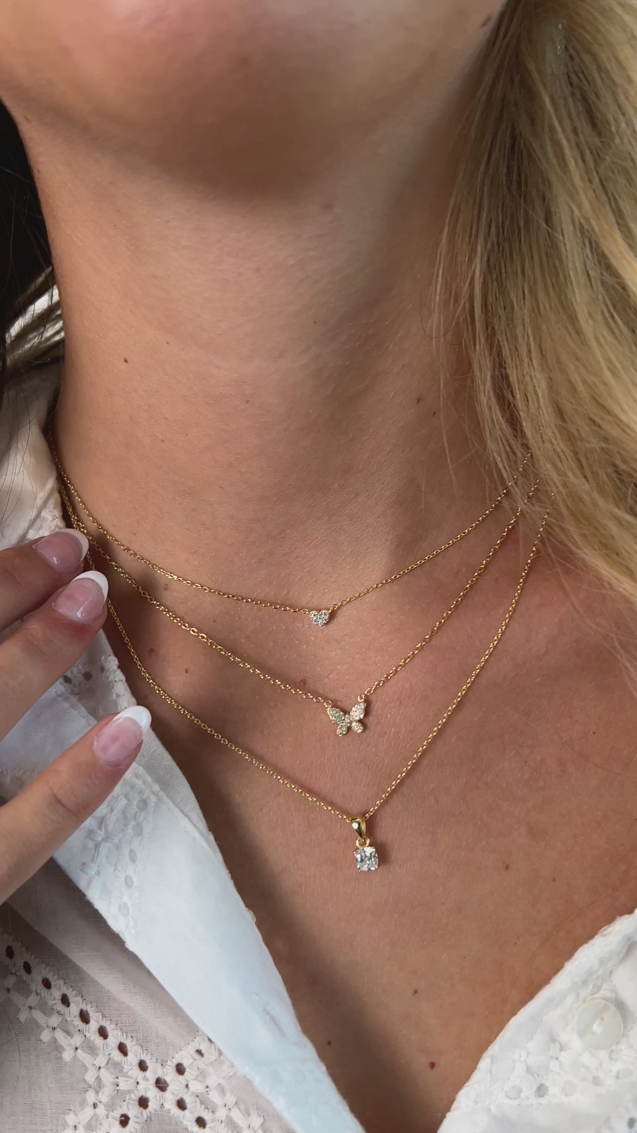 1.0 Carats Round Shape Moissanite Butterfly Necklace