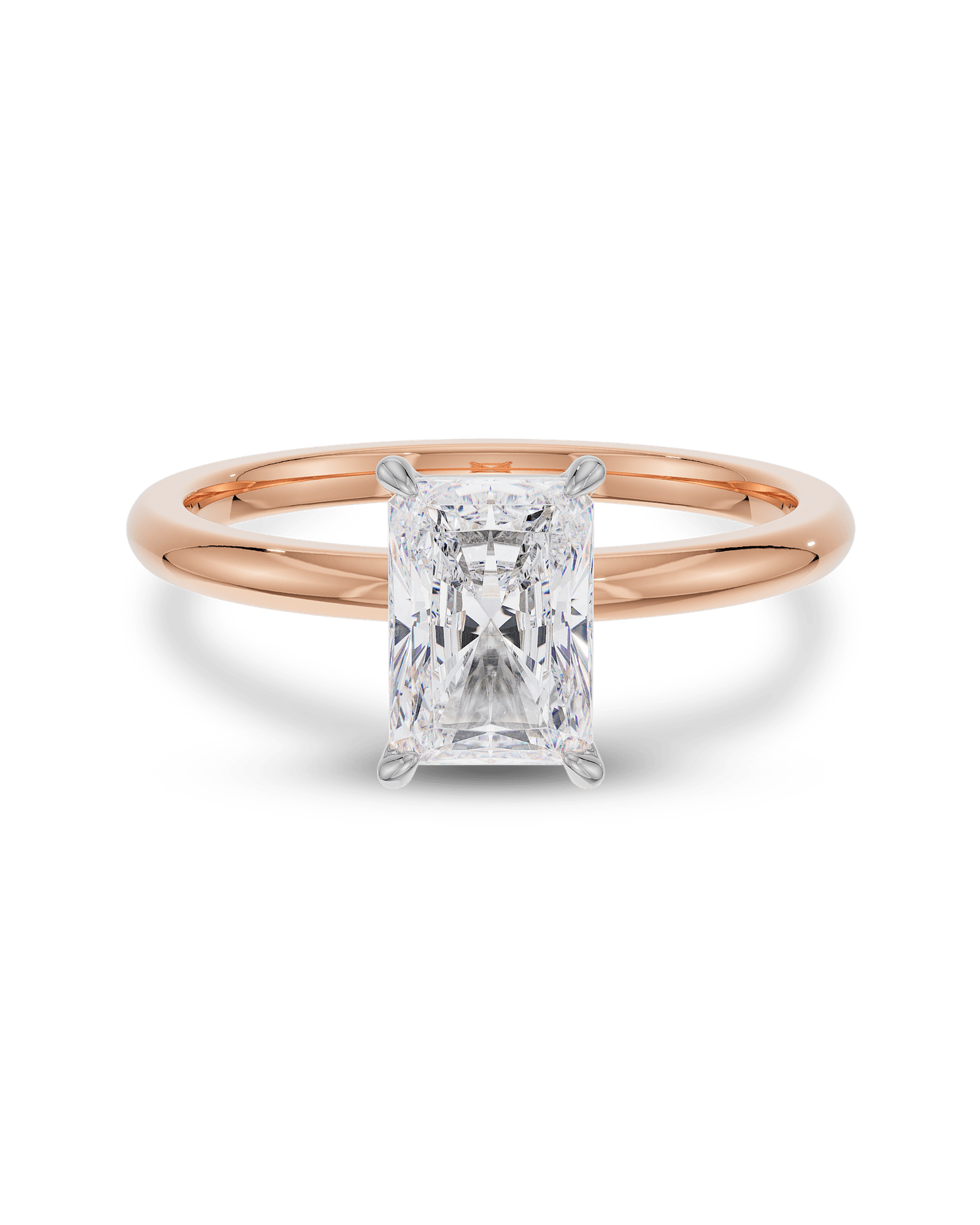 2.0 Carats Radiant Shape Moissanite Solitaire Engagement Ring