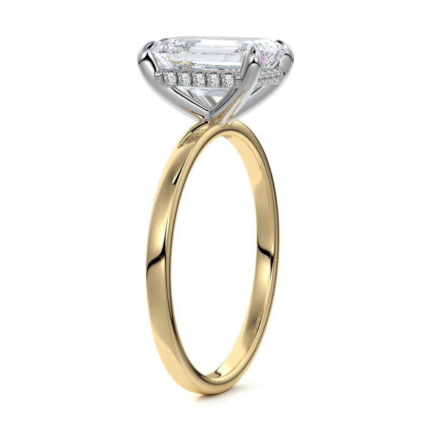 2.50 Carats Lab Grown Diamond Emerald Shape E-VS1 Hidden Halo Engagement Ring