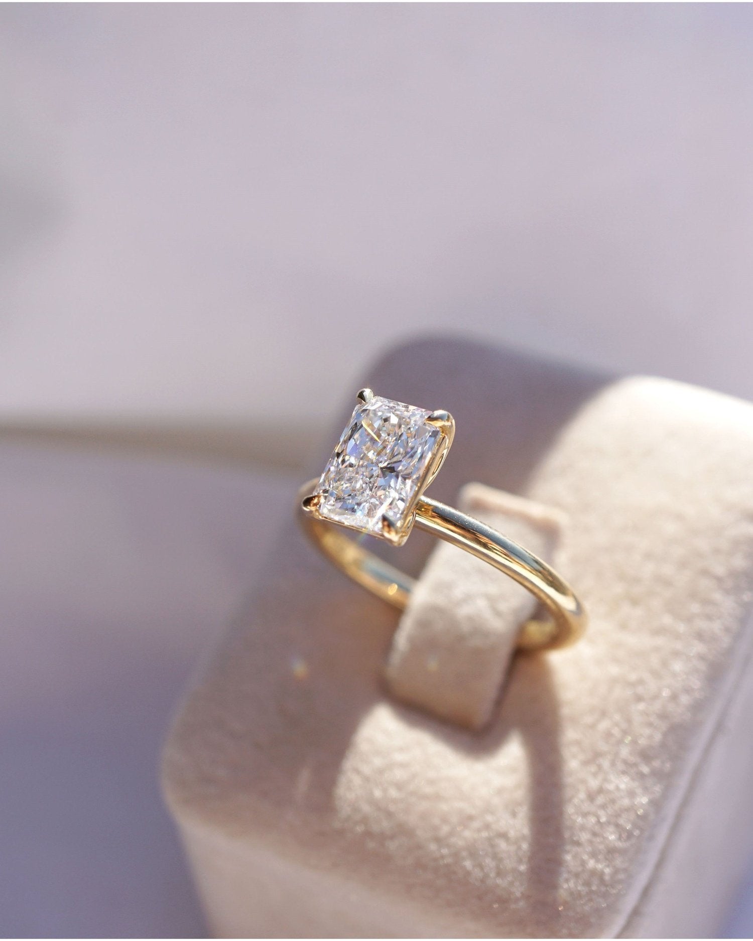 2.0 Carats Radiant Shape Moissanite Solitaire Engagement Ring