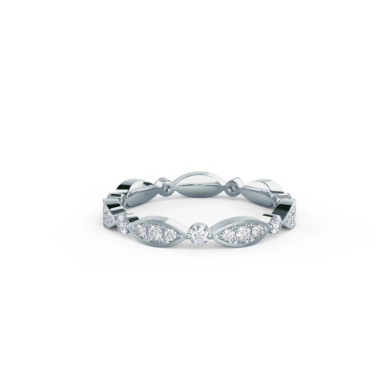 0.45 Carats Lab Grown Diamond Round Shape Leaf Eternity Wedding Band