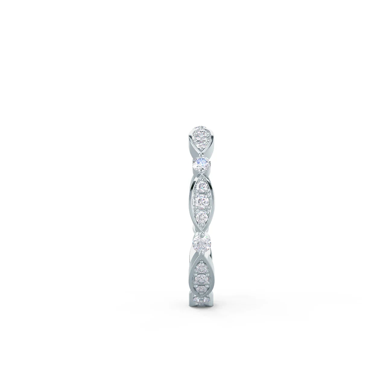 0.45 Carats Lab Grown Diamond Round Shape Leaf Eternity Wedding Band
